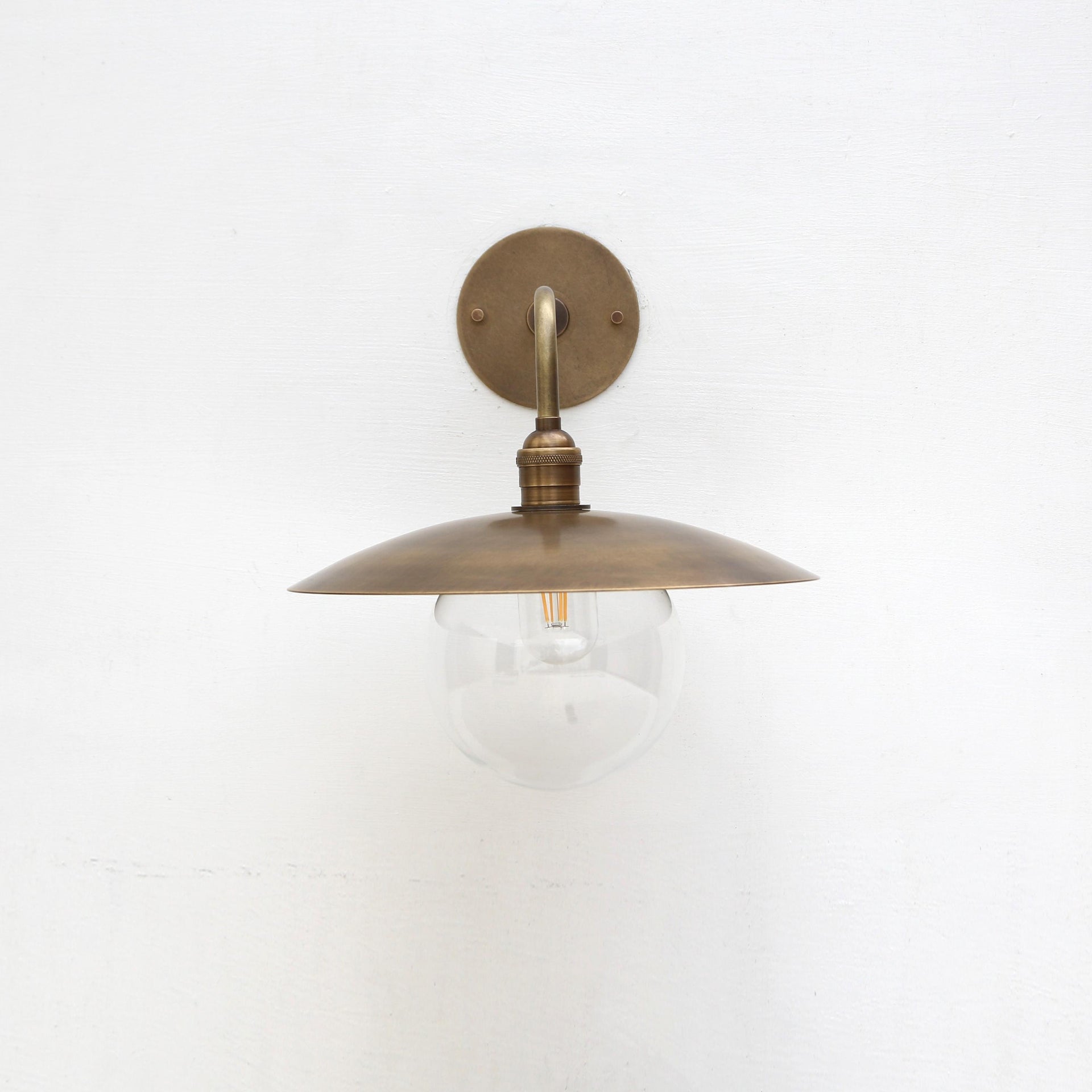 Brass Wall Sconce- Brass  light with 12" brass shade- Industrial brass wall sconce light- UL listed, No. 0407