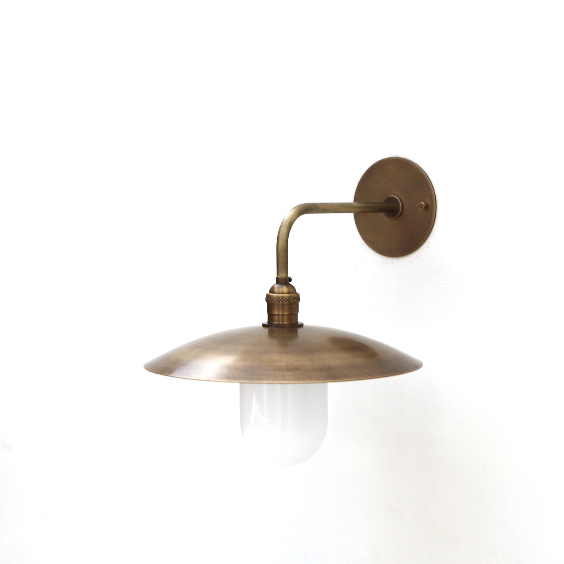 Brass Wall Sconce light with 12" brass shade - Industrial brass wall sconce light - UL listed No.0326