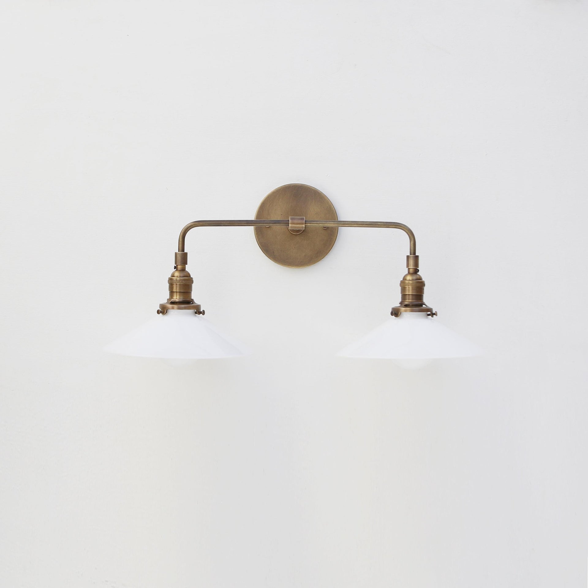 Industrial Brass Wall Sconce Light, Brass Wall Sconce  Light With Shade, Double Shade Wall Sconce. UL Listed, D-Bai No.0204