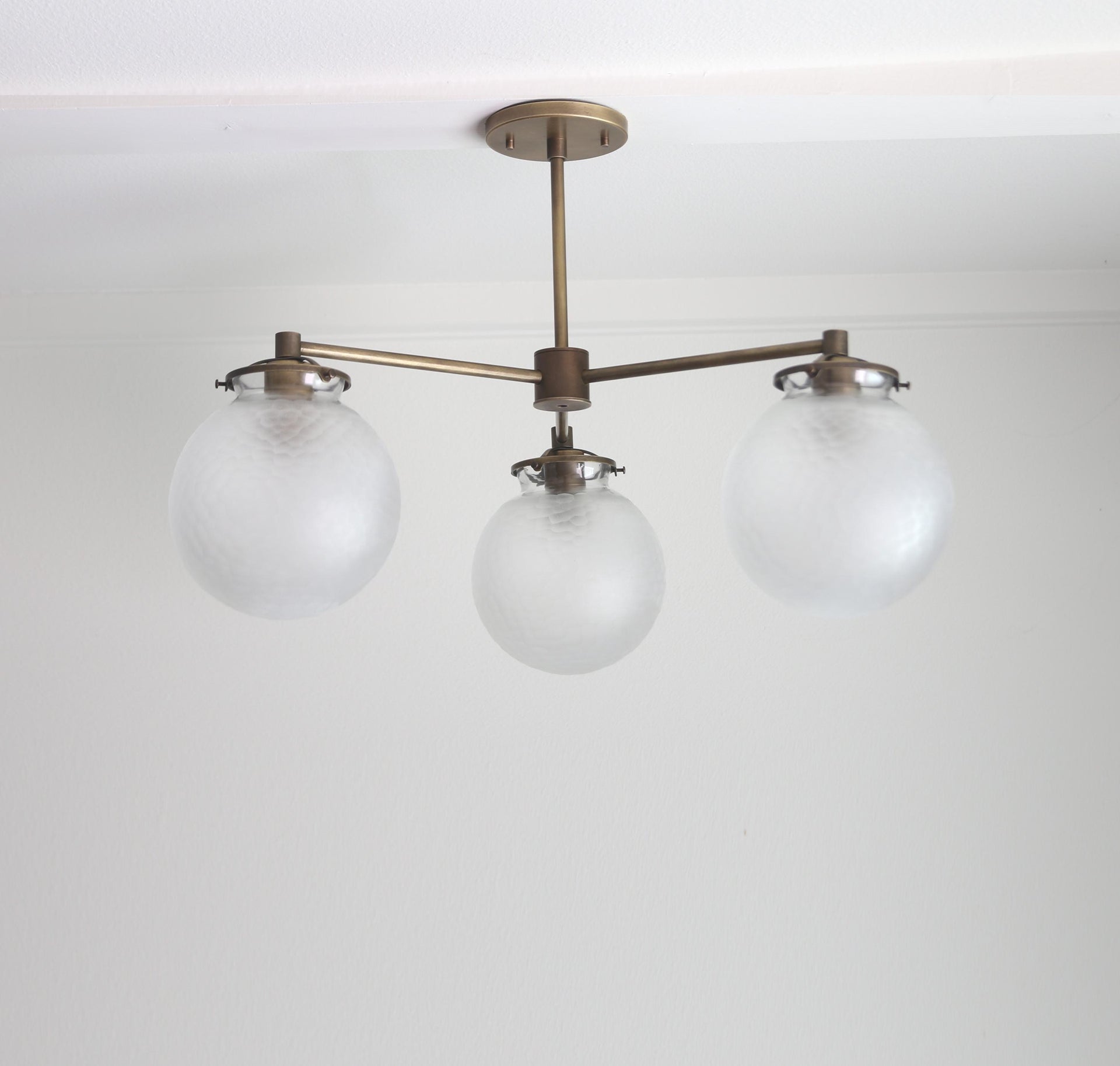 Brass Chandelier, Modern Brass Chandelier, Aged brass Chandelier with glass shade, UL Listed No.0416