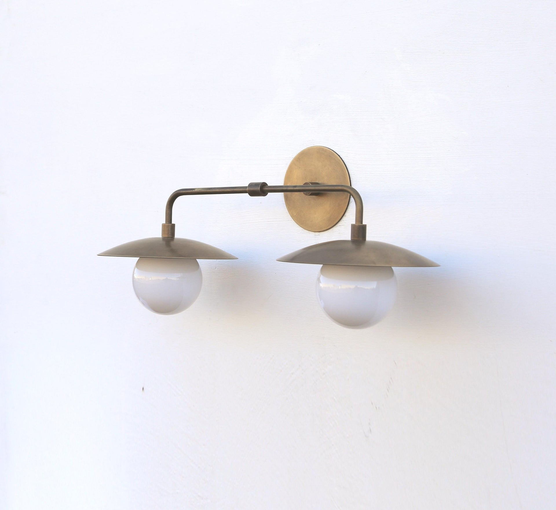 Brass Wall Sconce light with brass shade - UL Listed Minimal Sconce Light - Double Shade Wall Sconce, No. PPQ4, UL Listed No.0443