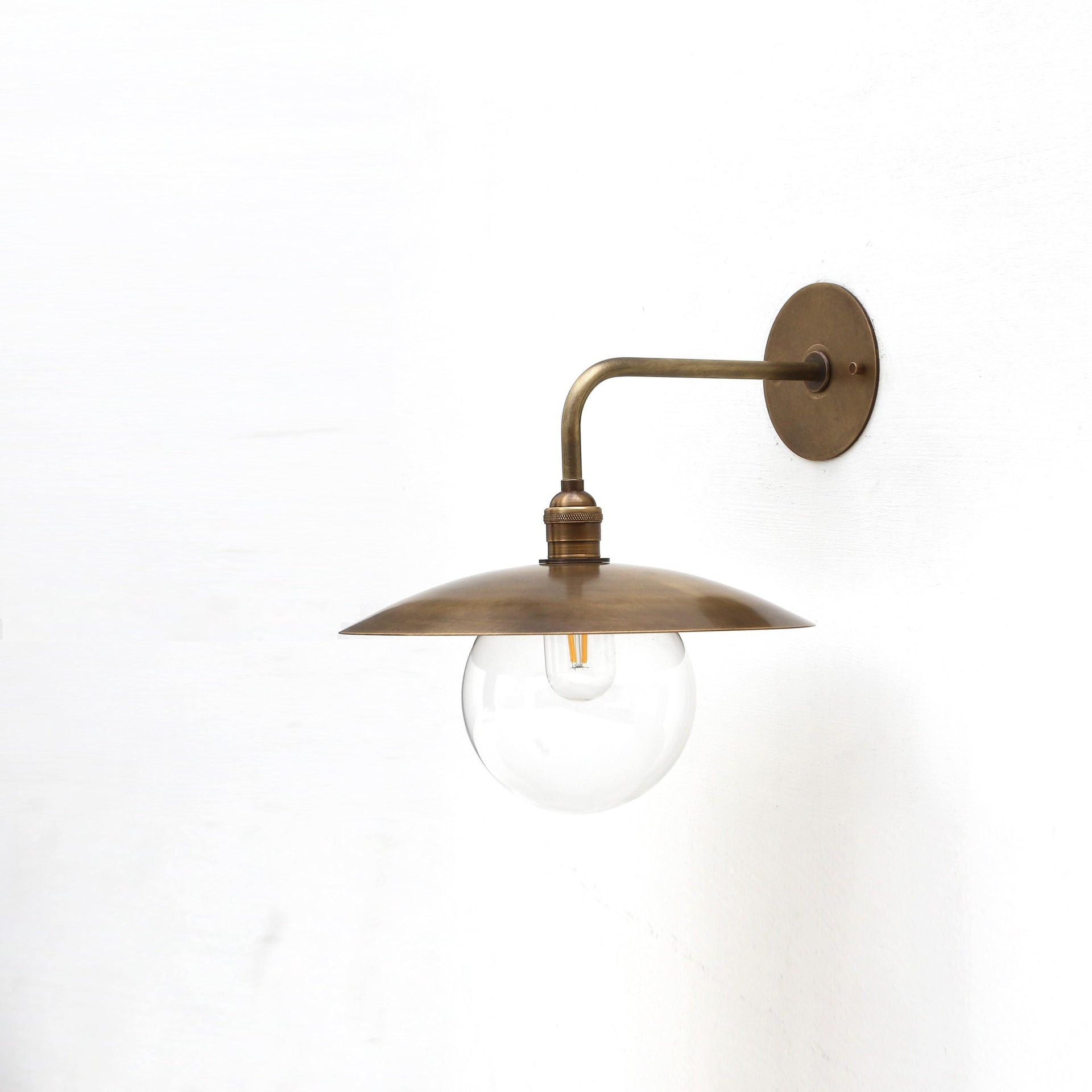 Brass Wall Sconce- Brass  light with 12" brass shade- Industrial brass wall sconce light- UL listed, No. 0407