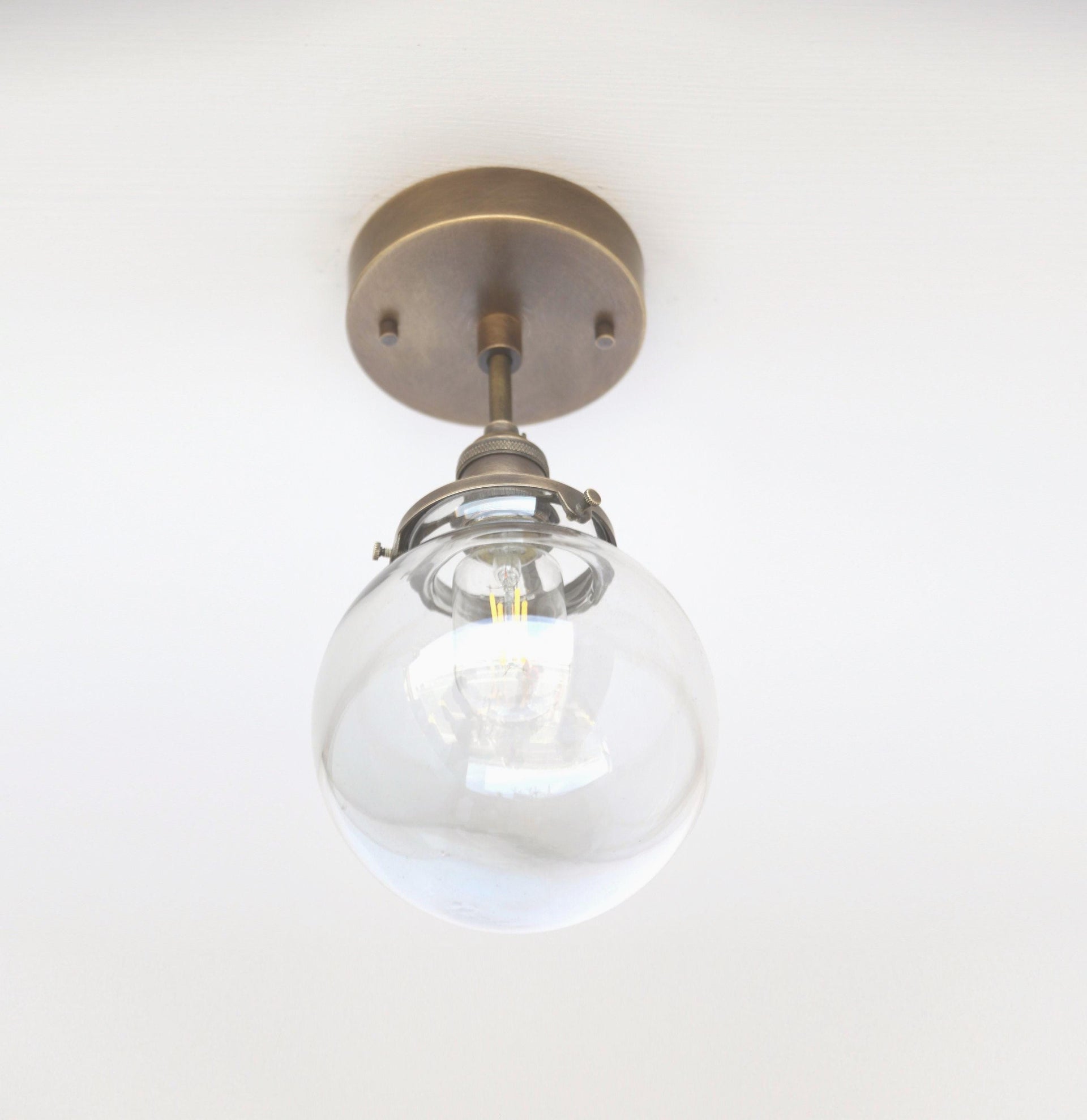 Semi-Flush Mount Ceiling Light Fixture - Mid Century Modern Globe Lighting Fixtures - Modern Brass Light Fixtures, UL Listed, No.0418