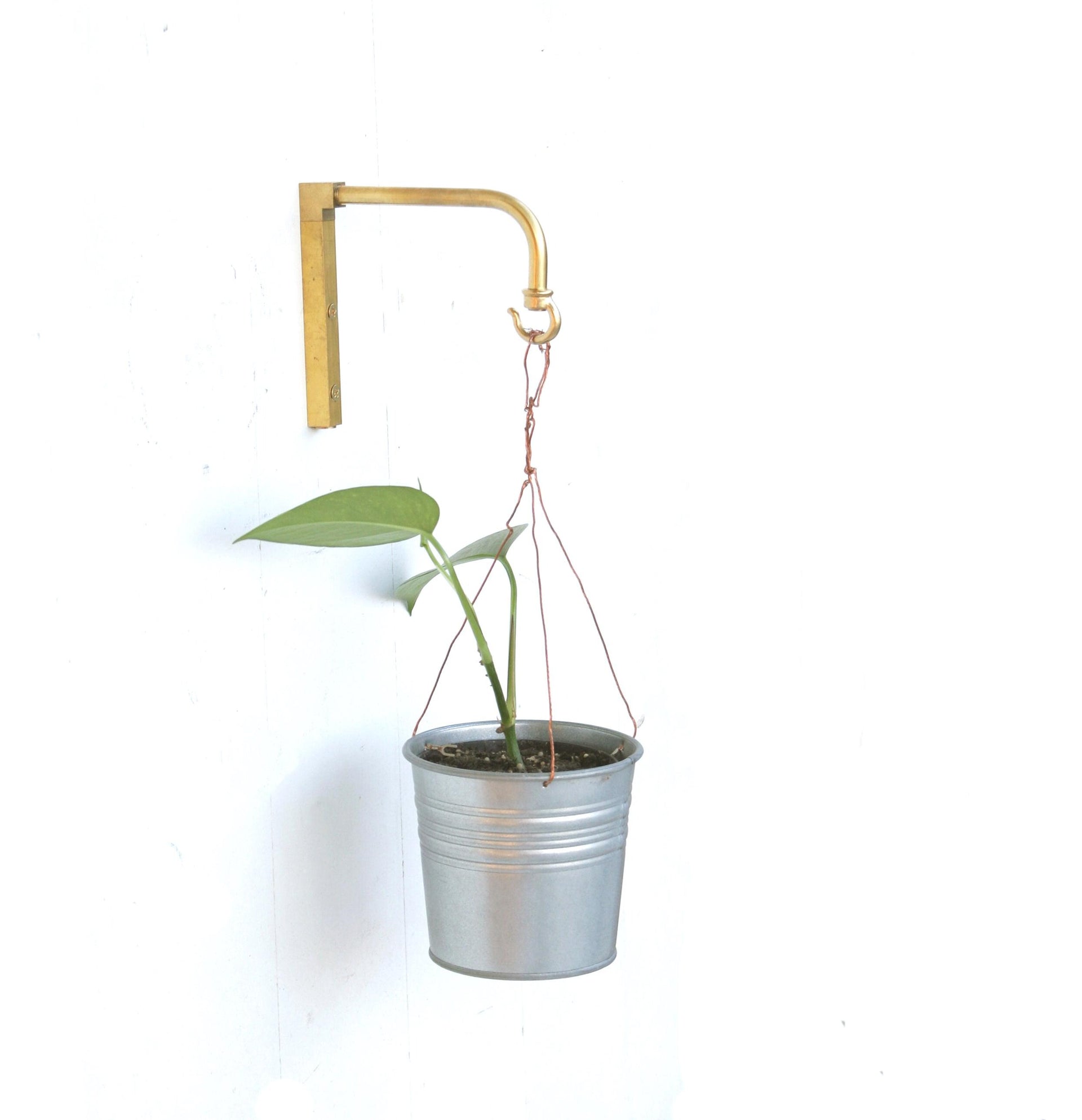 Solid brass planter hanger - Brass wall hanger - Brass wall hook - Brass planter hook - Brass hanging plant bracket hook, No.1521