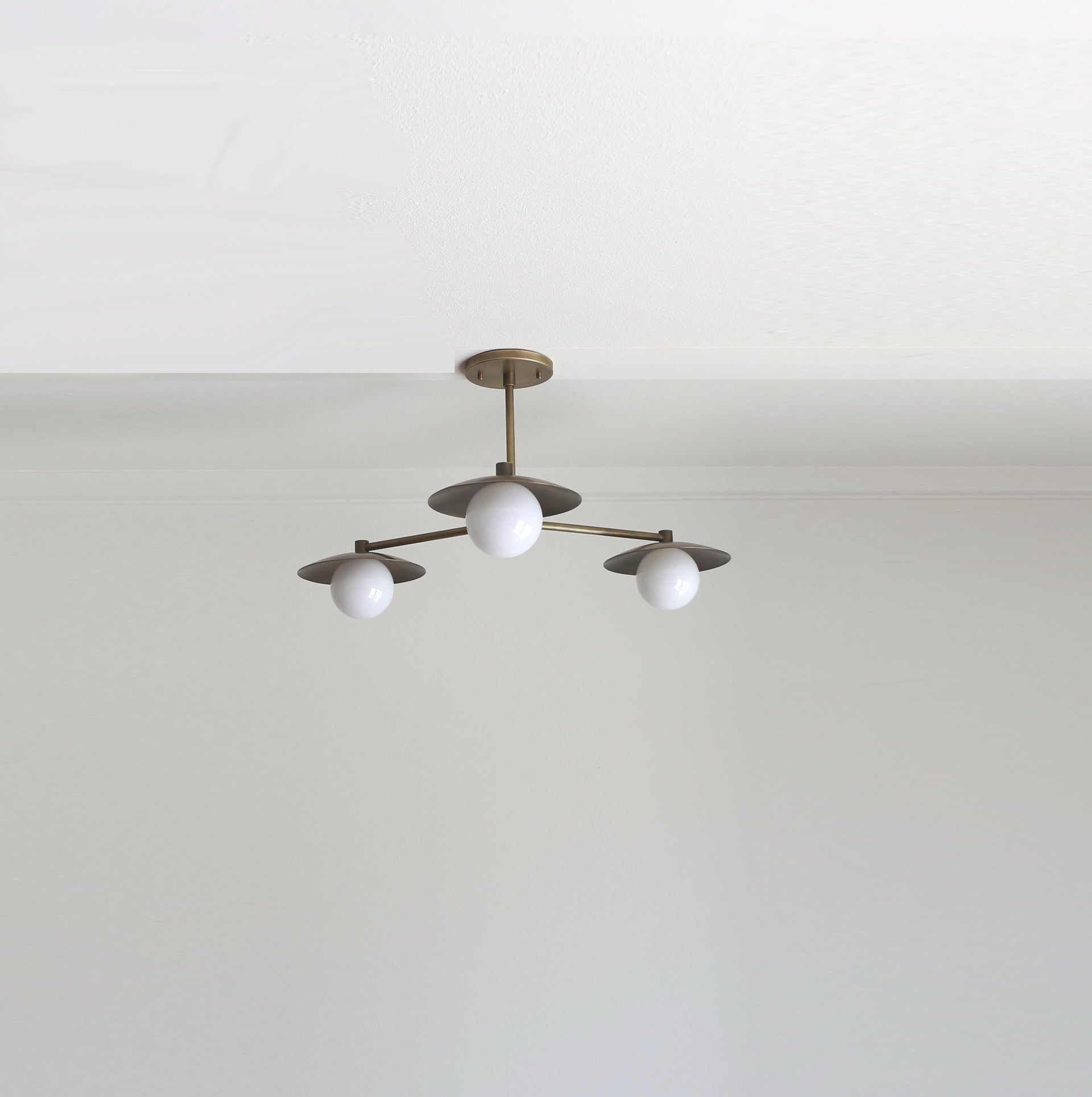 Chandelier, Brass Chandelier with 8" shade, Modern Brass Chandelier with 8" Shade, UL Listed No.0019