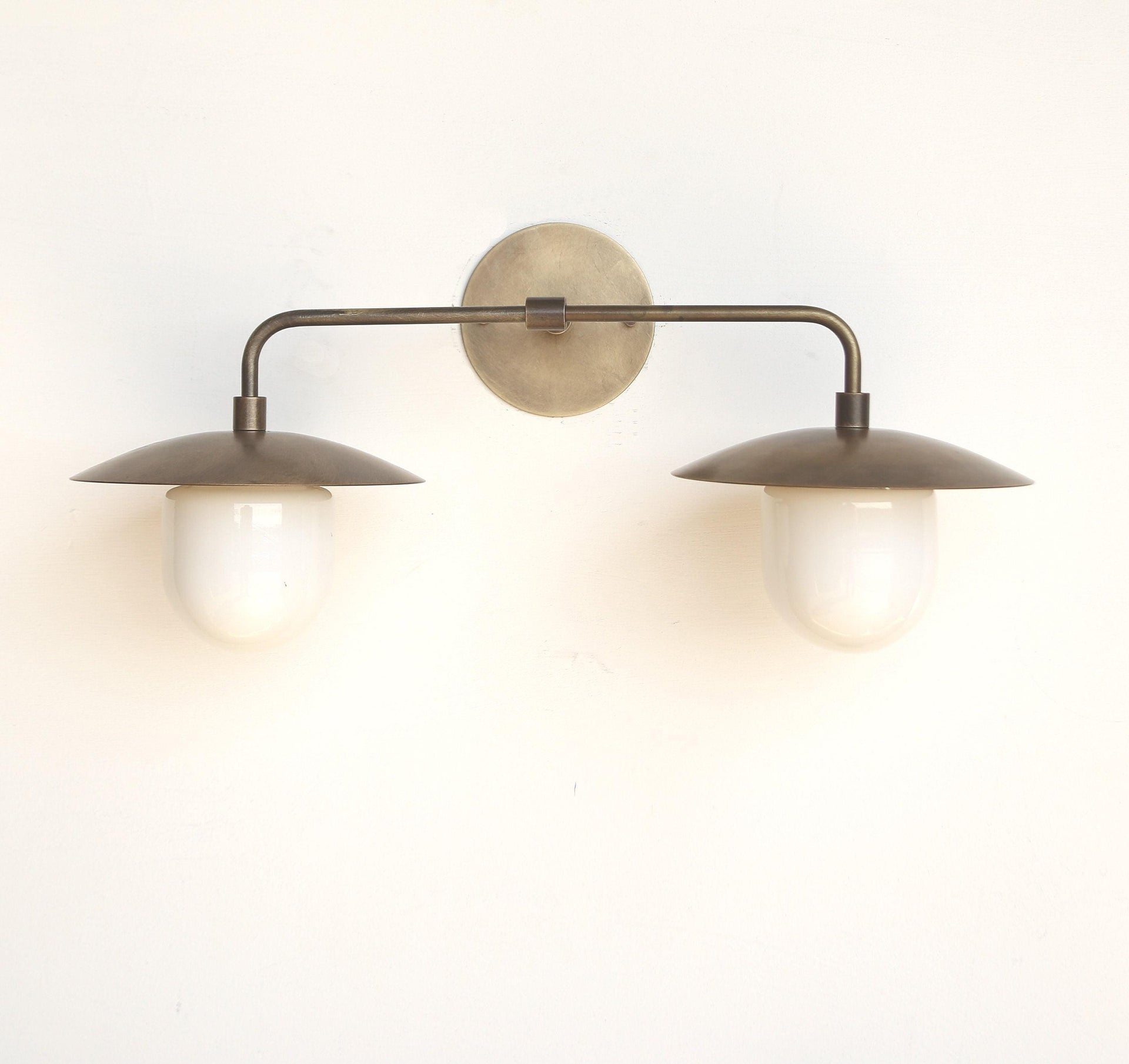 Brass Wall Sconce light with brass shade, Bathroom Vanity Light, Double Shade Wall Sconce UL Listed LM2 No.0031
