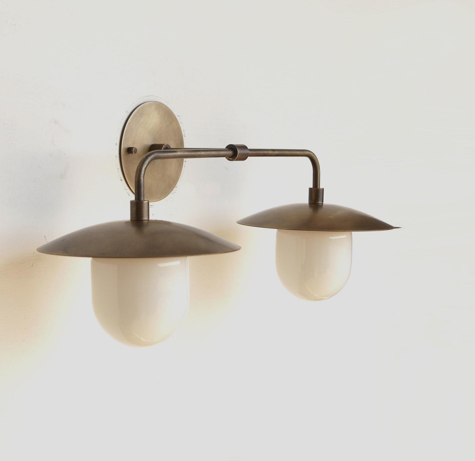 Brass Wall Sconce light with brass shade, Bathroom Vanity Light, Double Shade Wall Sconce UL Listed LM2 No.0031