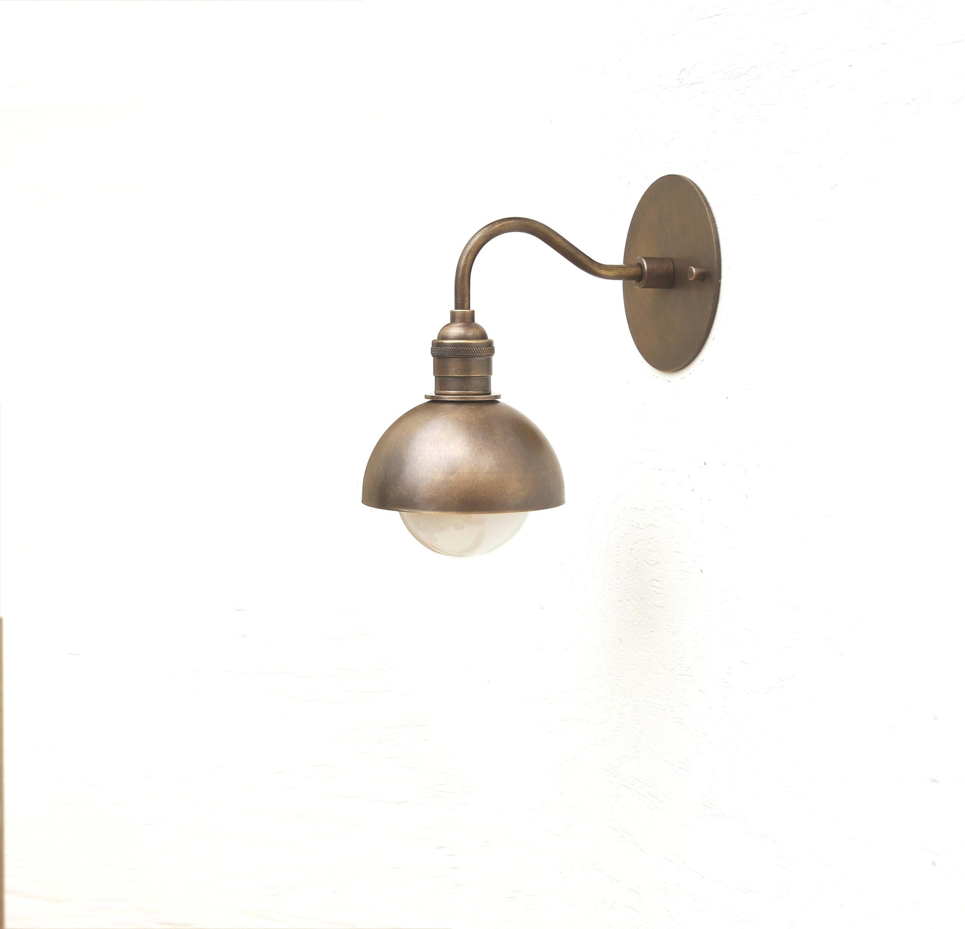 Brass Wall Sconce light with solid round brass shade, Wall sconce light DB, UL Listed No.0129
