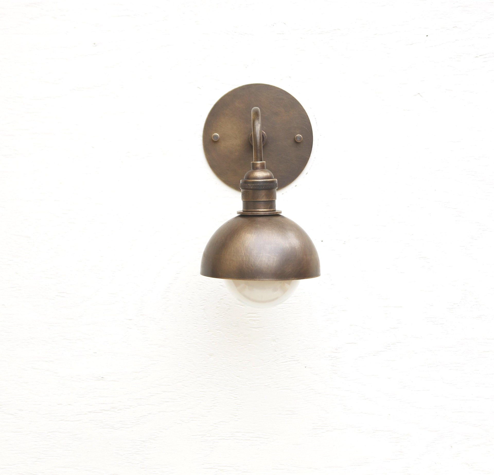Brass Wall Sconce light with solid round brass shade, Wall sconce light DB, UL Listed No.0129