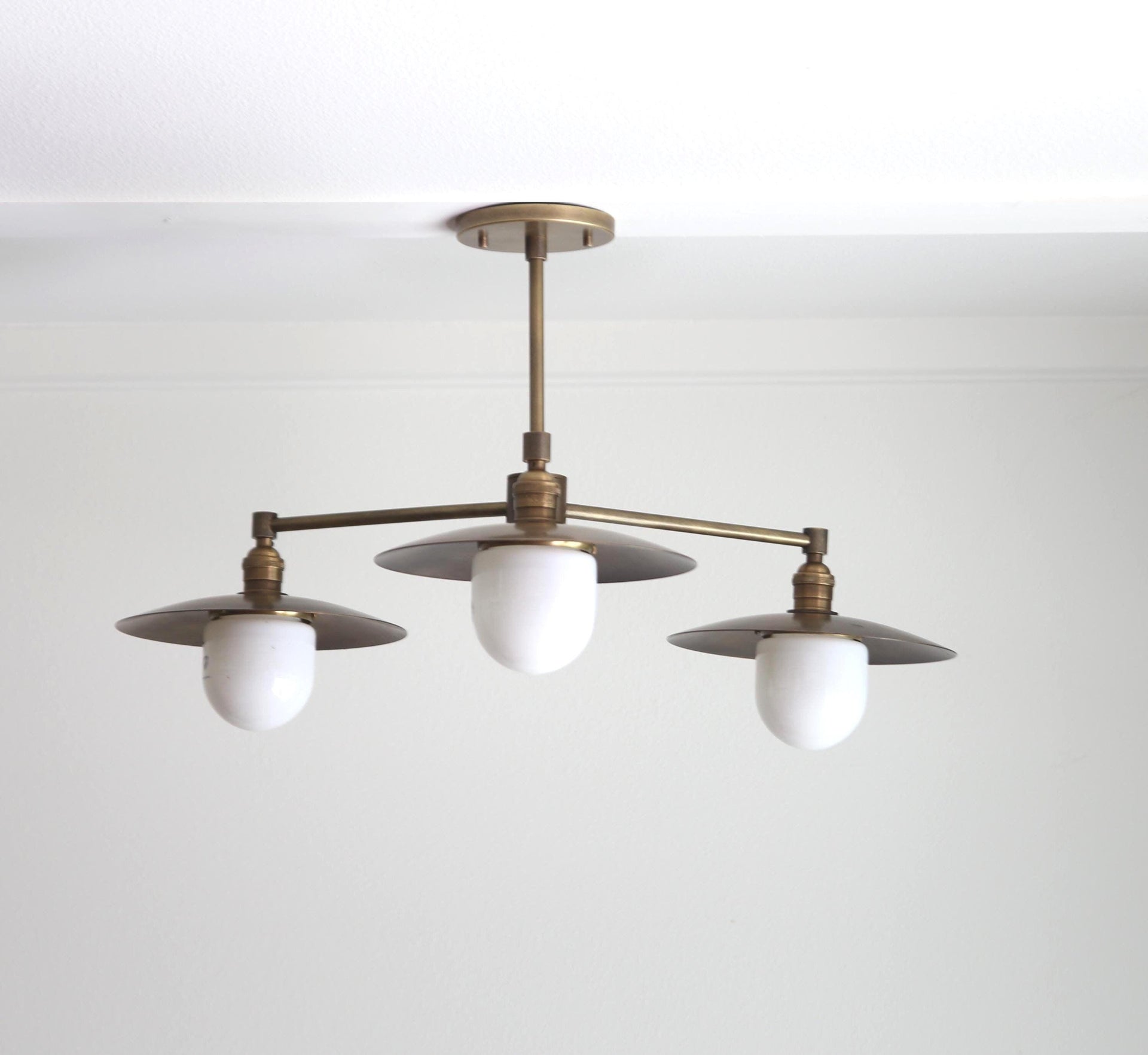 Chandelier, Brass Chandelier, Modern Brass Chandelier with 10" Shade, LM1, UL Listed No.0428