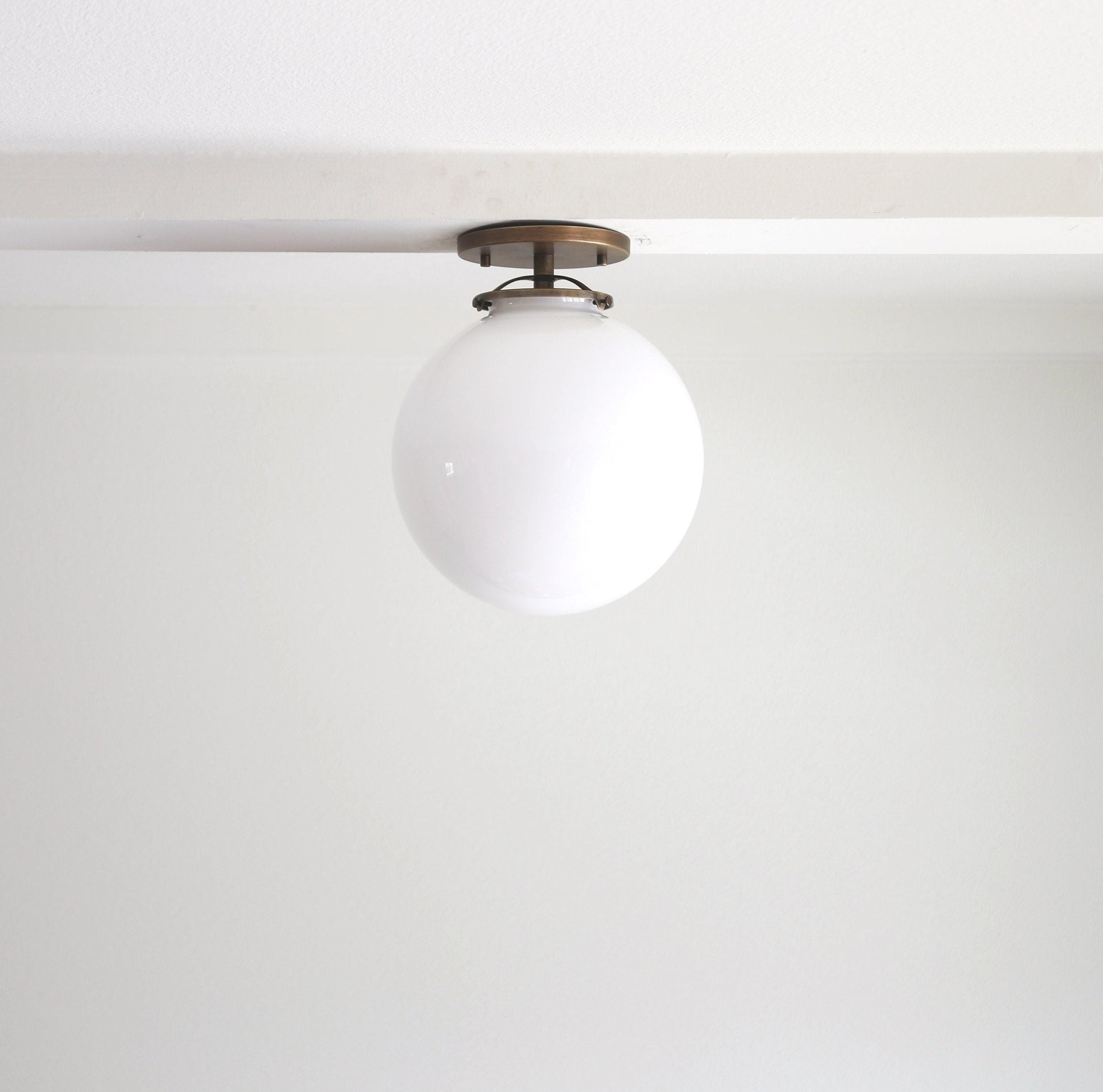 Glass globe Flush Mount Ceiling Light Fixture - Mid Century Modern Lighting Fixtures - Modern Brass Light Fixtures- UL Listed. 8" FKQ No.0071