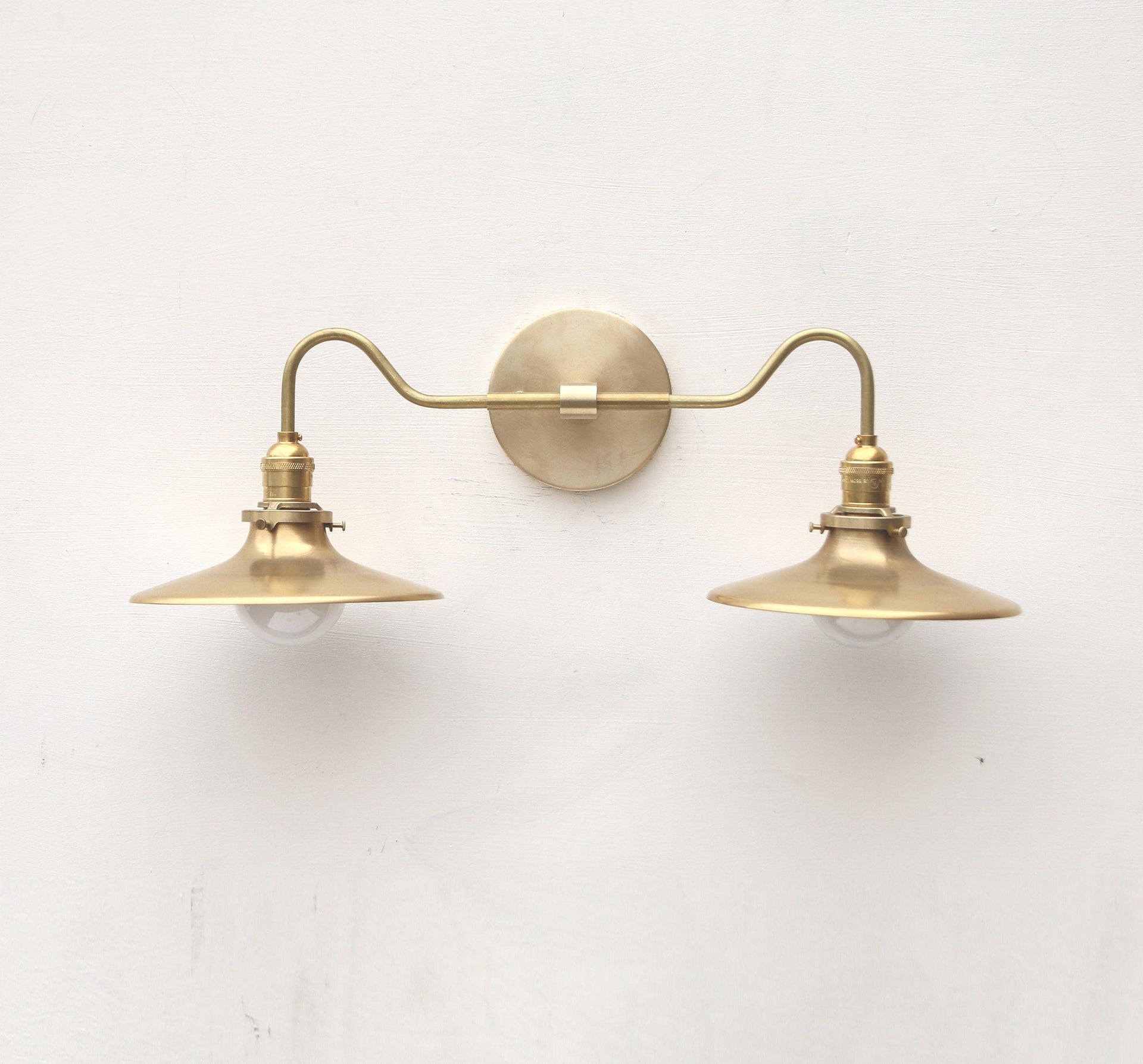 Brass Wall Sconce light with brass shade - Minimal Sconce Light - Double Shade Wall Sconce, UL Listed No.0134