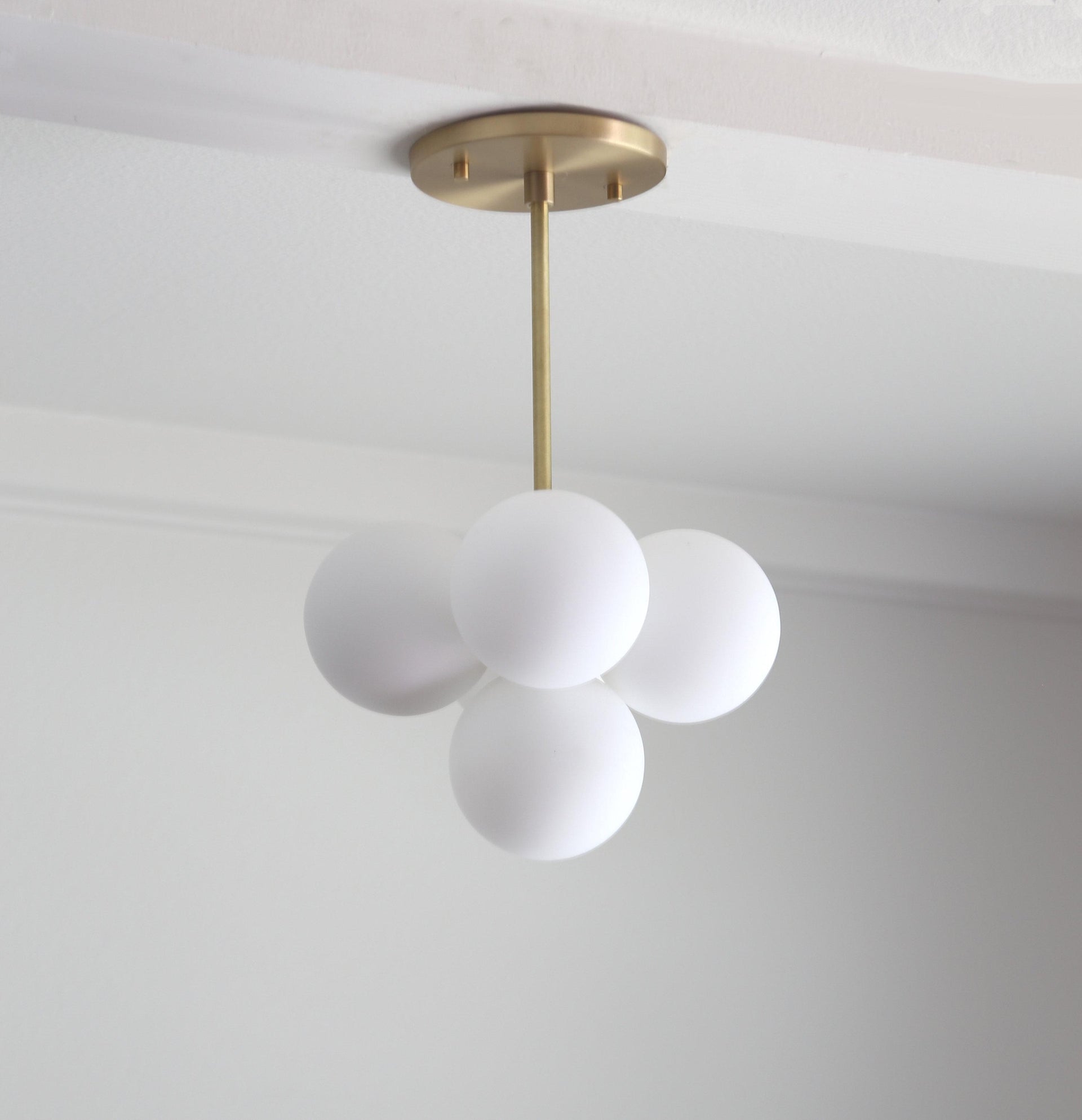 Mid Century Cloud Ceiling Light White Glass Globe Shade No.0054