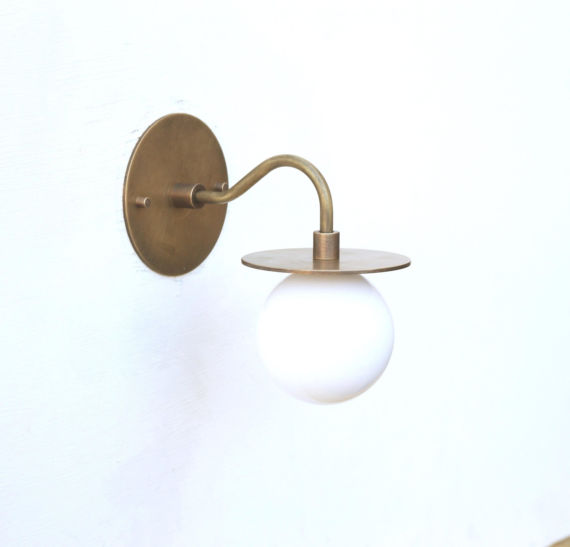 Wall Sconce Light, Mid Century Wall Sconce, Light with white glass mini - shade, UL Listed No.0365