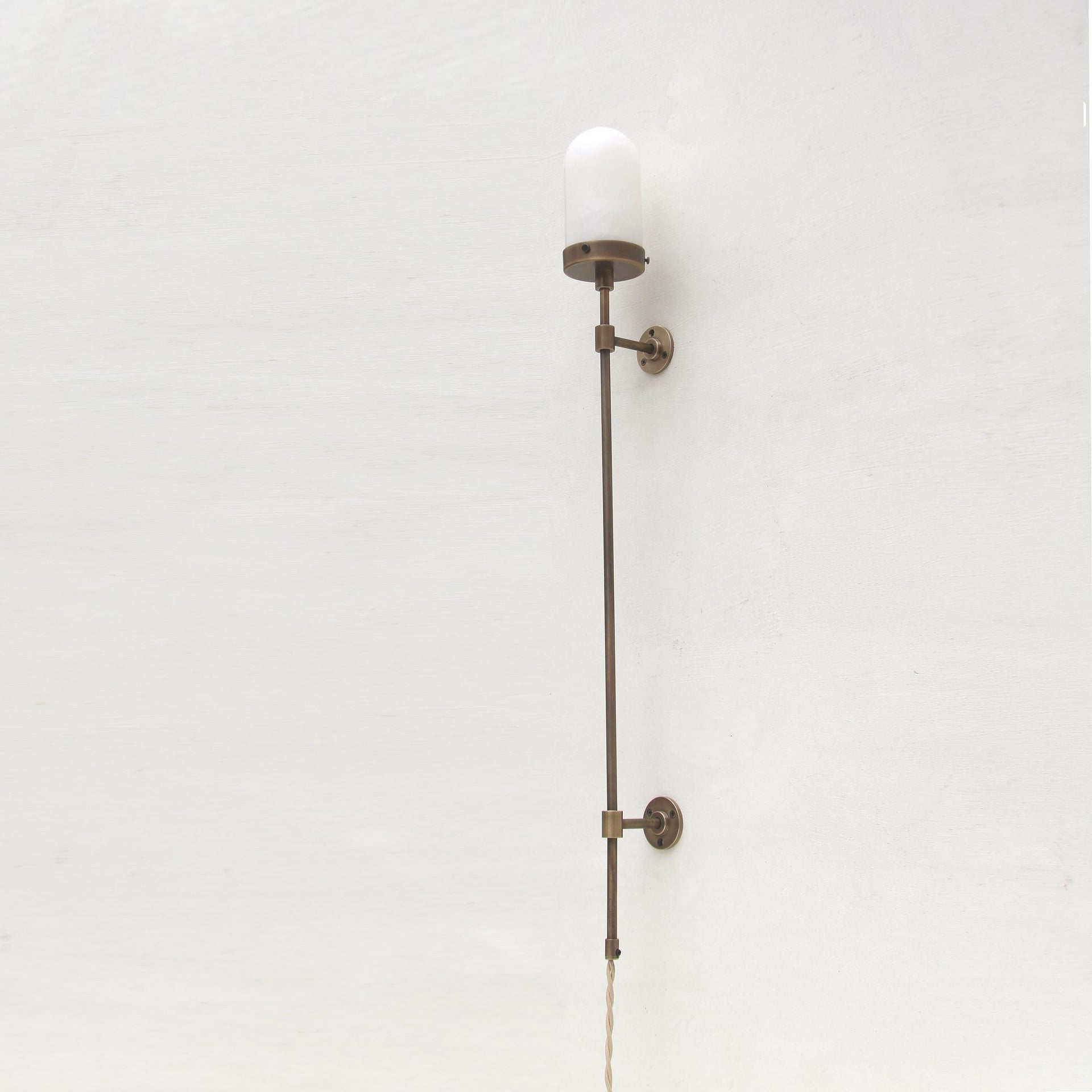 Plug-in Alabaster Wall Sconce, Brass Wall Sconce light, Brass Wall Sconce Light No.0159