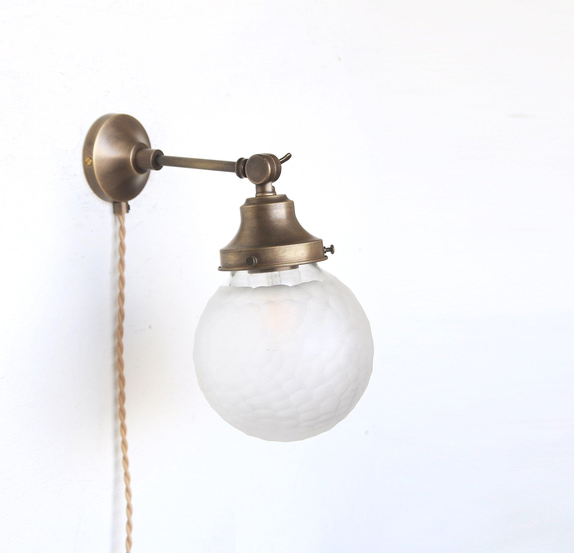 Pug-in Brass Wall Sconce  light, Modern brass light,  Aged  brass finish wall sconce light, Minimal Sconce Light, No.0178