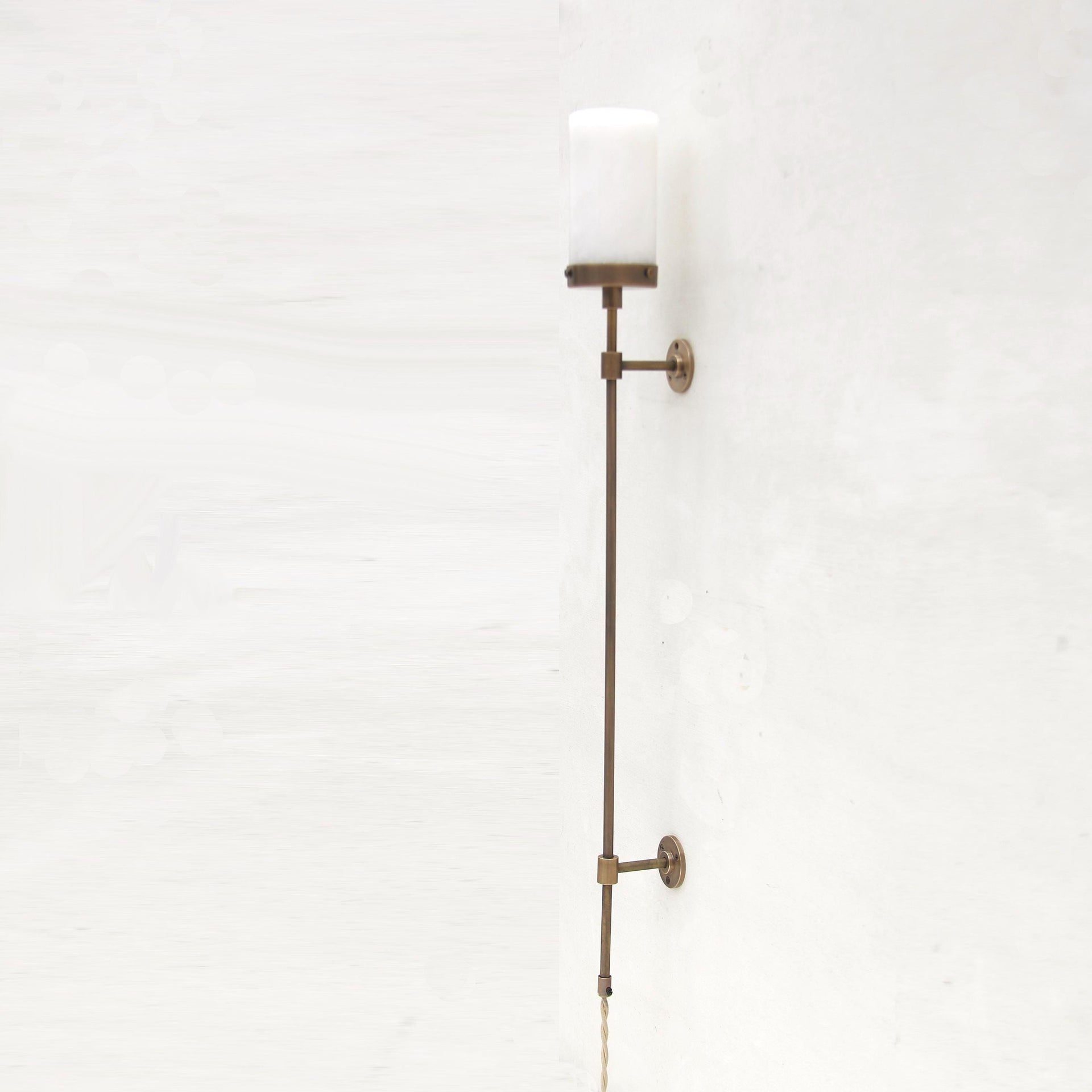 Plug-in Alabaster Wall Sconce, Brass Wall Sconce light, Brass Wall Sconce Light No.0161