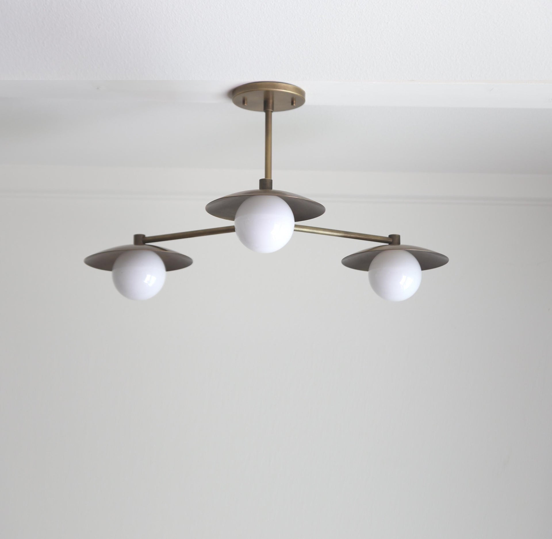 Chandelier, Brass Chandelier with 8" shade, Modern Brass Chandelier with 8" Shade, UL Listed No.0019