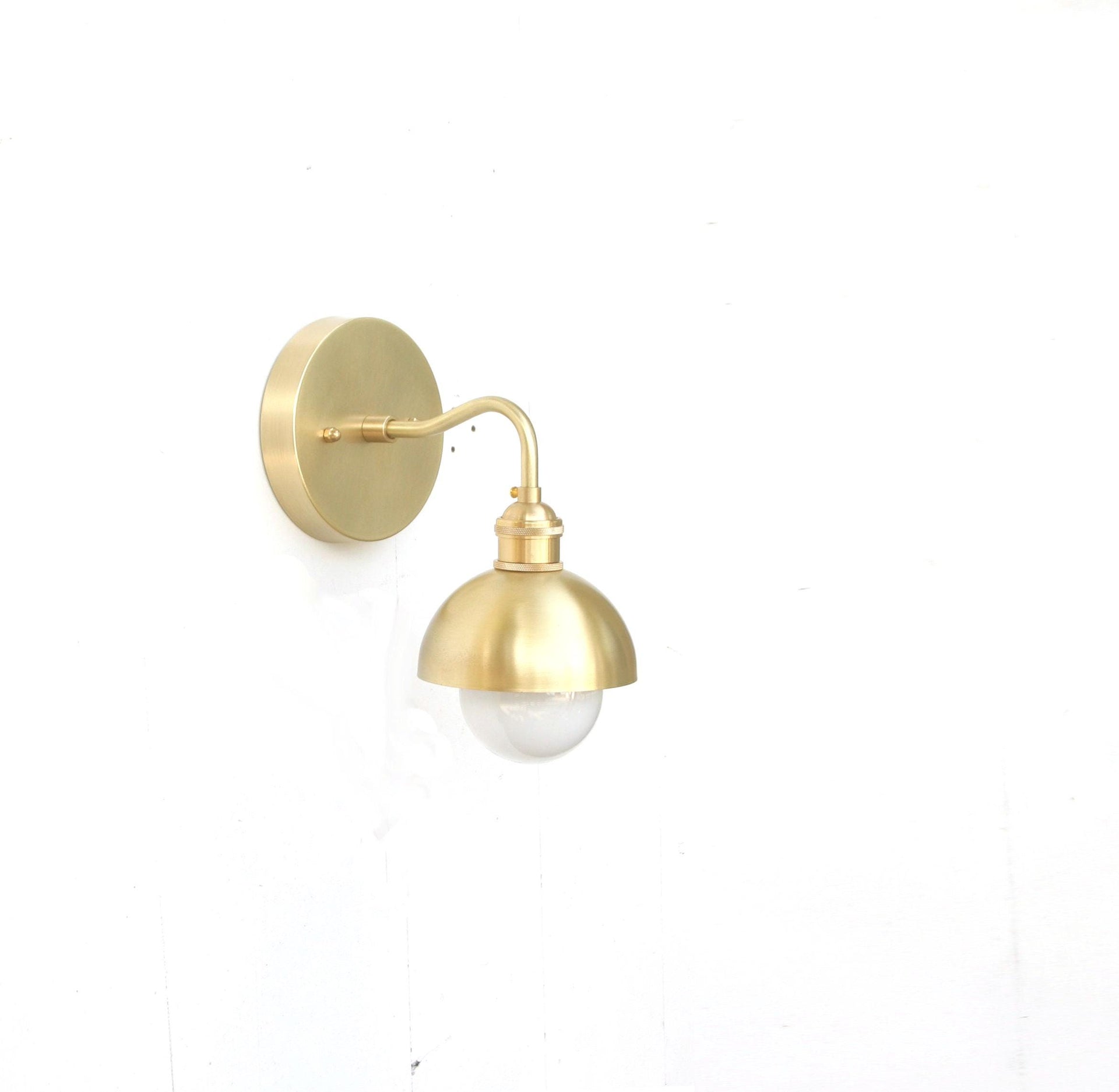 Solid Brass Wall Sconce light with solid round brass shade, Brass wall sconce light, Wall sconce light, UL Listed No.0164