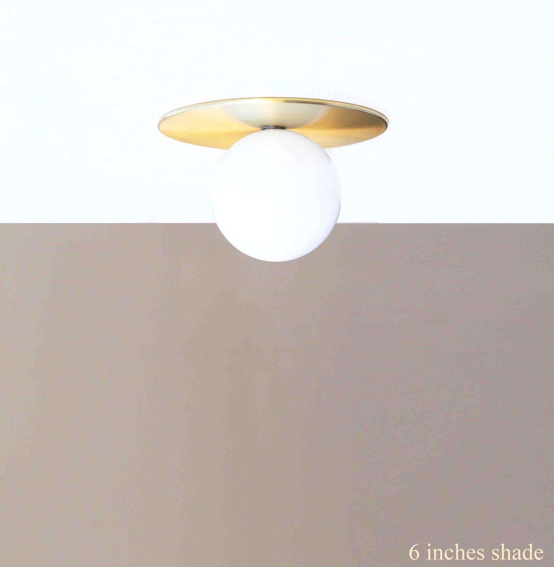 Flush mount Ceiling Light, Ceiling Light with white glass shade No.0165