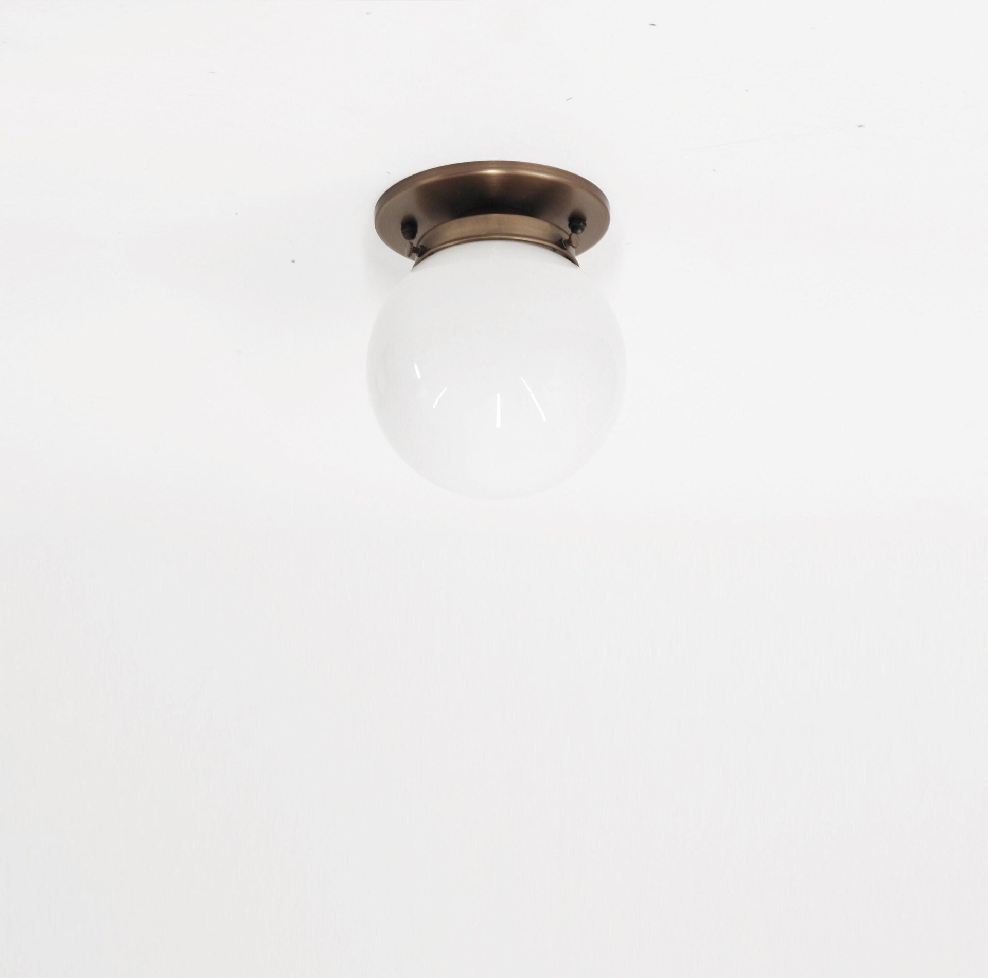 Wall Sconce Light, Flush mount Ceiling Light, Mid Century Wall Sconce Ceiling Light with white glass 6" shade, UL listed No.0191