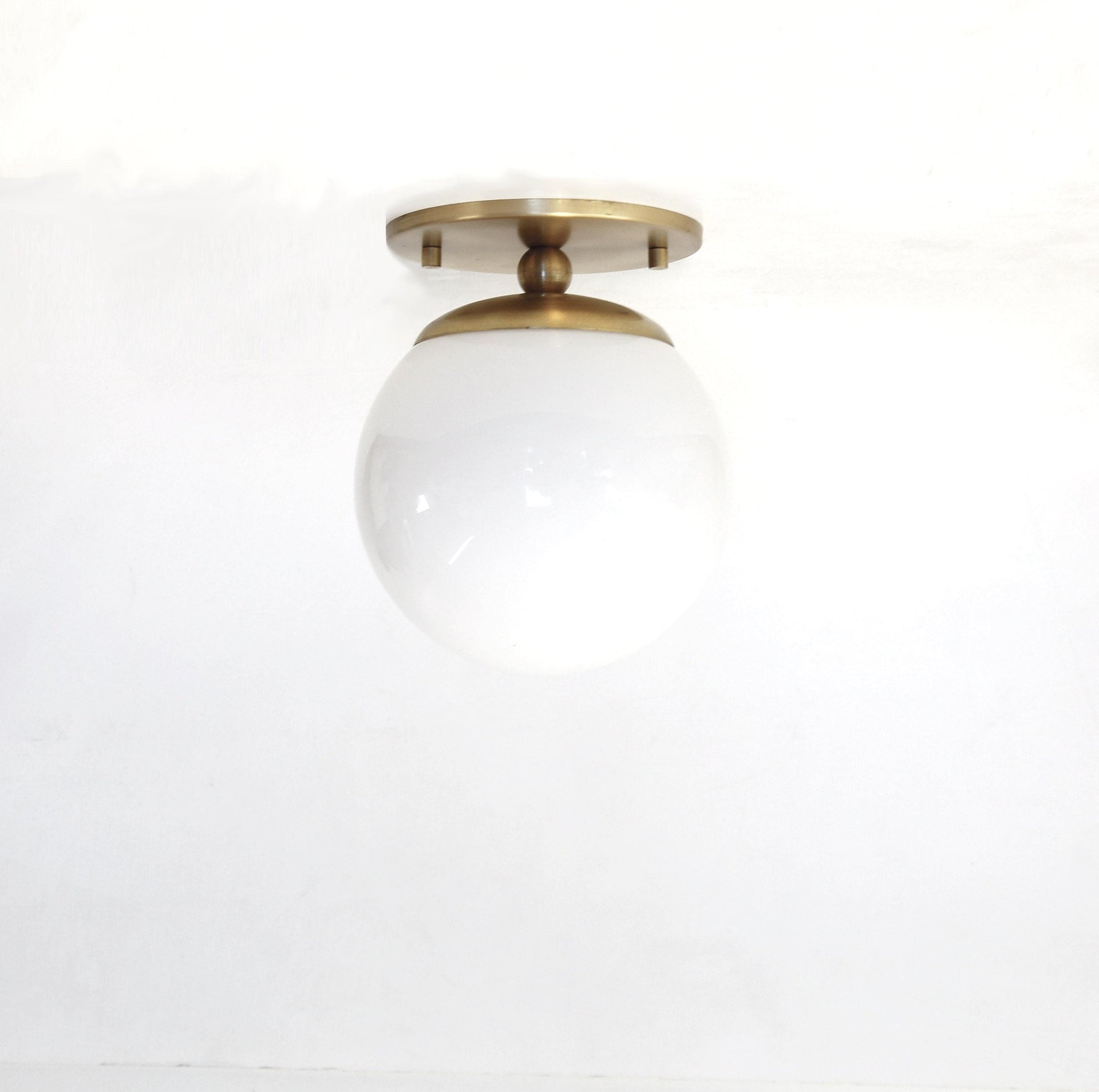 Flush Mount Ceiling Light With 6" Glass globe - Modern Globe Lighting Fixtures - Modern Brass Light Fixtures, UL Listed No.0117