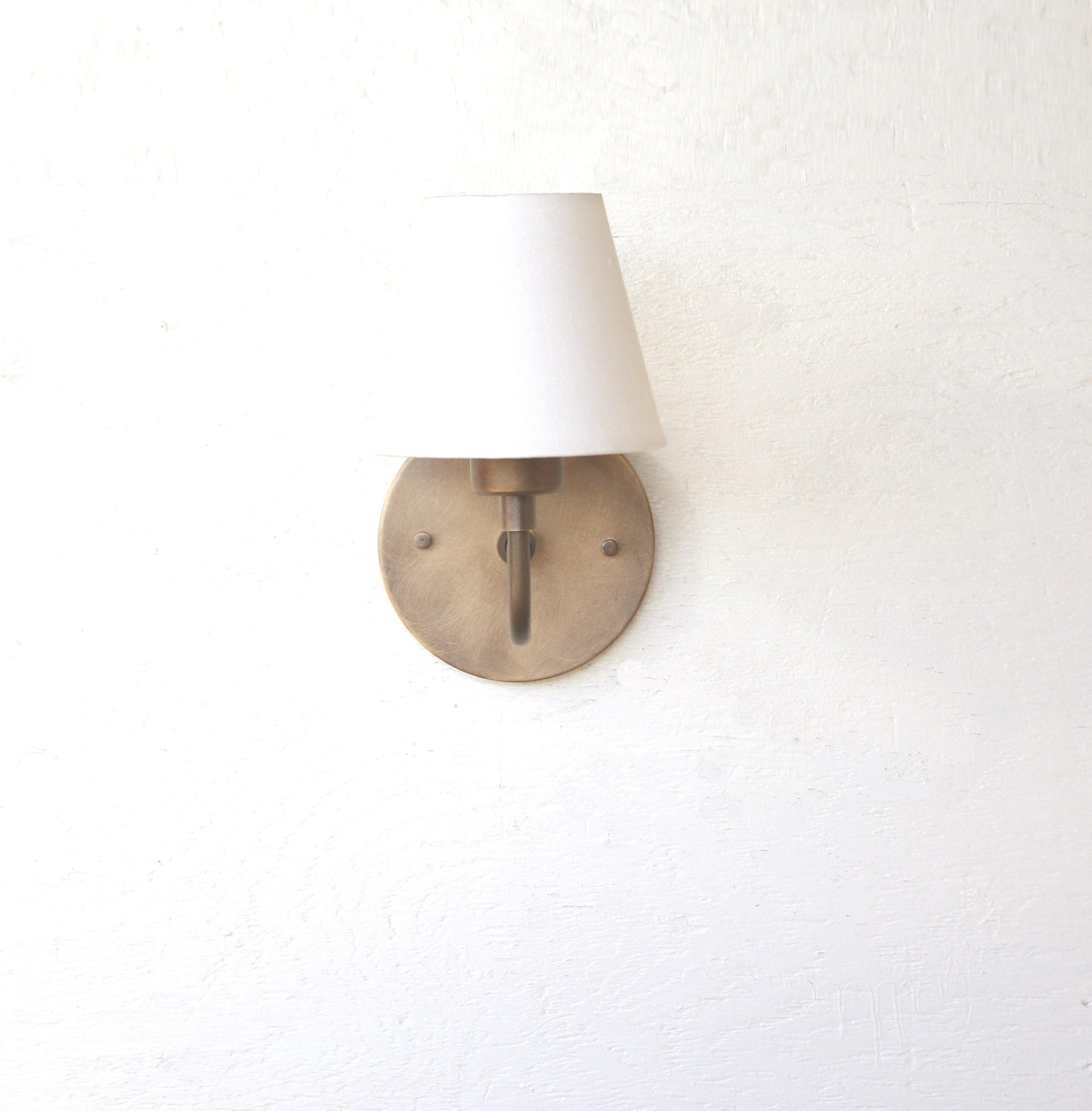 Brass Wall Sconce- Brass  light with Linen shade- Minimal Sconce Light, UL Listed, No.0456