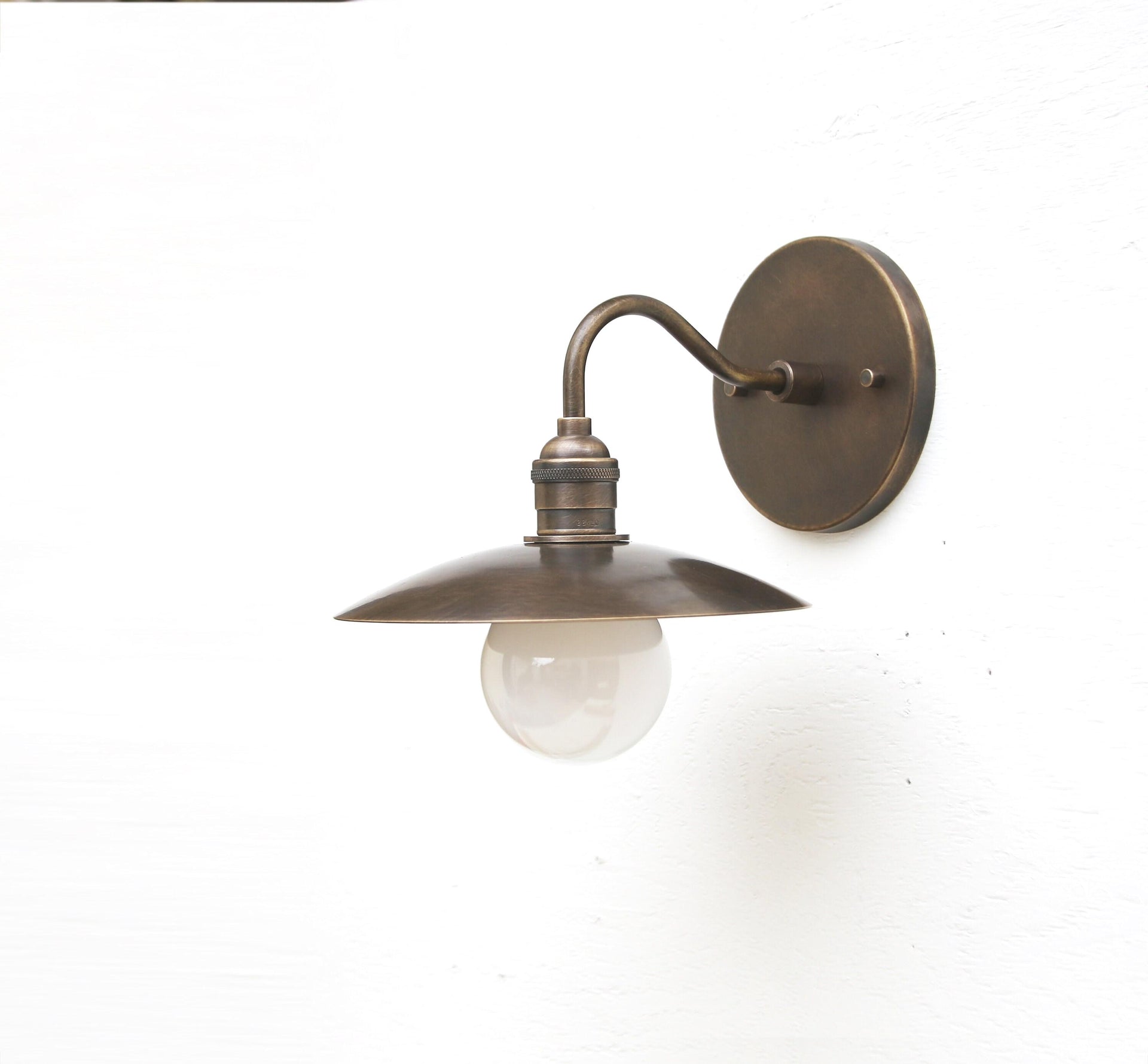 Solid Brass Wall Sconce light with brass shade - Minimal Sconce Light, UL Listed No.0376