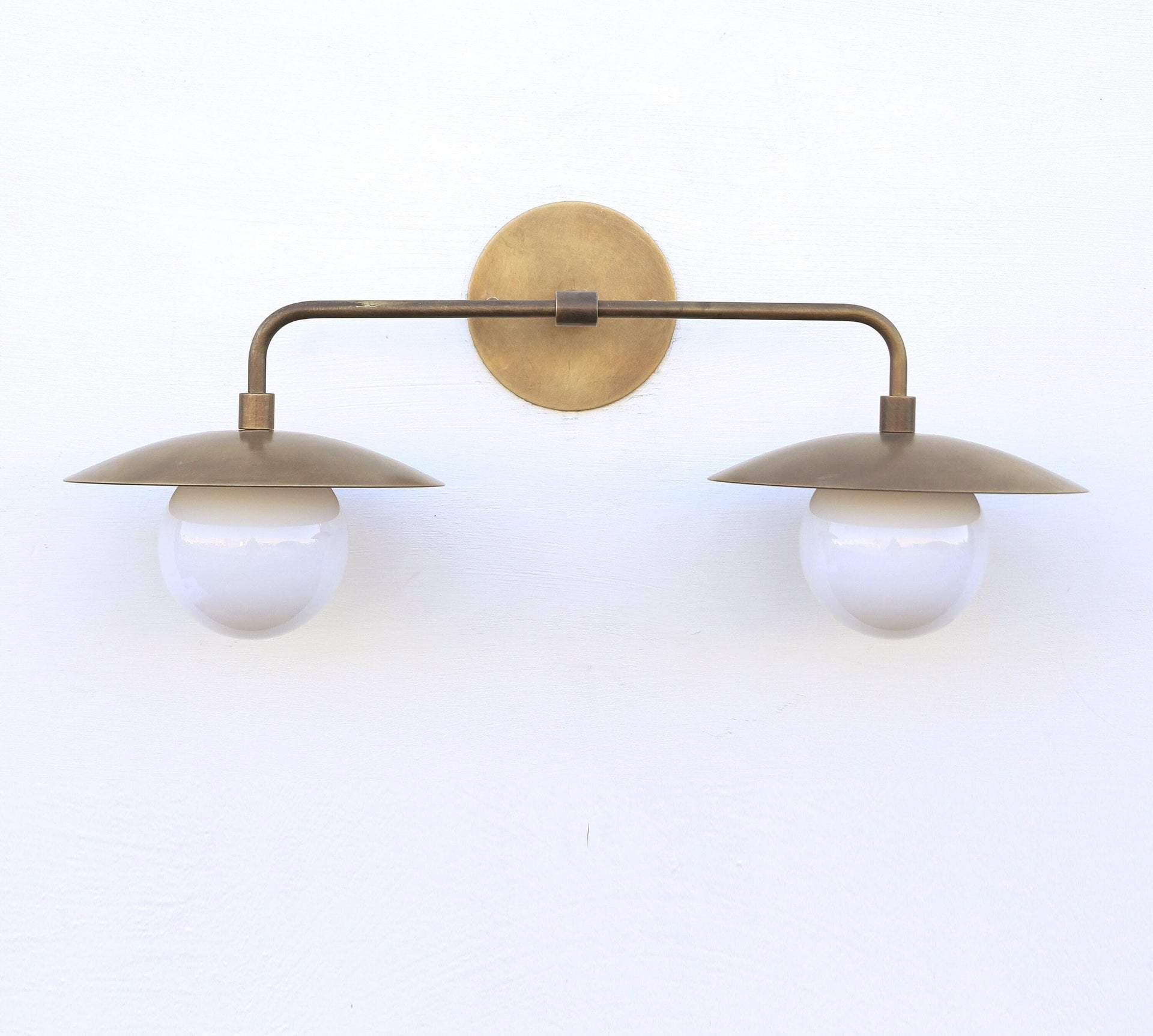 Brass Wall Sconce light with brass shade - UL Listed Minimal Sconce Light - Double Shade Wall Sconce, No. PPQ4, UL Listed No.0443