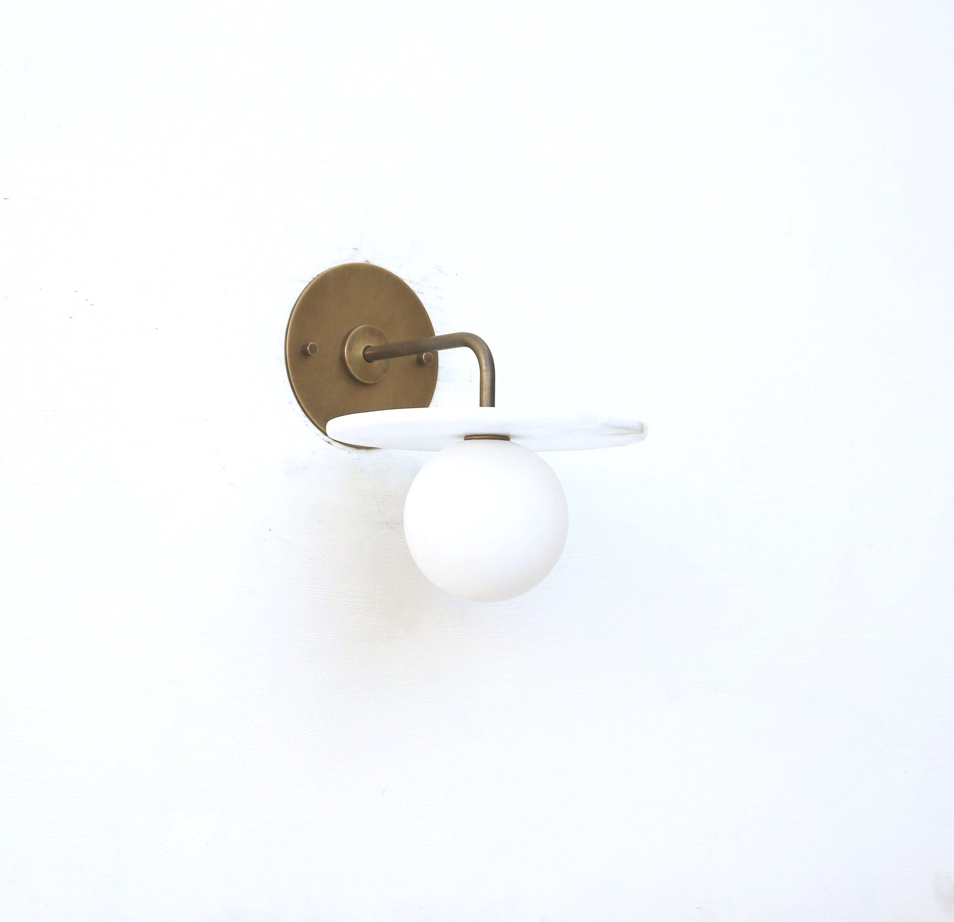 Wall Sconce Light, Wall Sconce with alabaster shade, Light with white glass mini- shade, UL Listed NO.0005