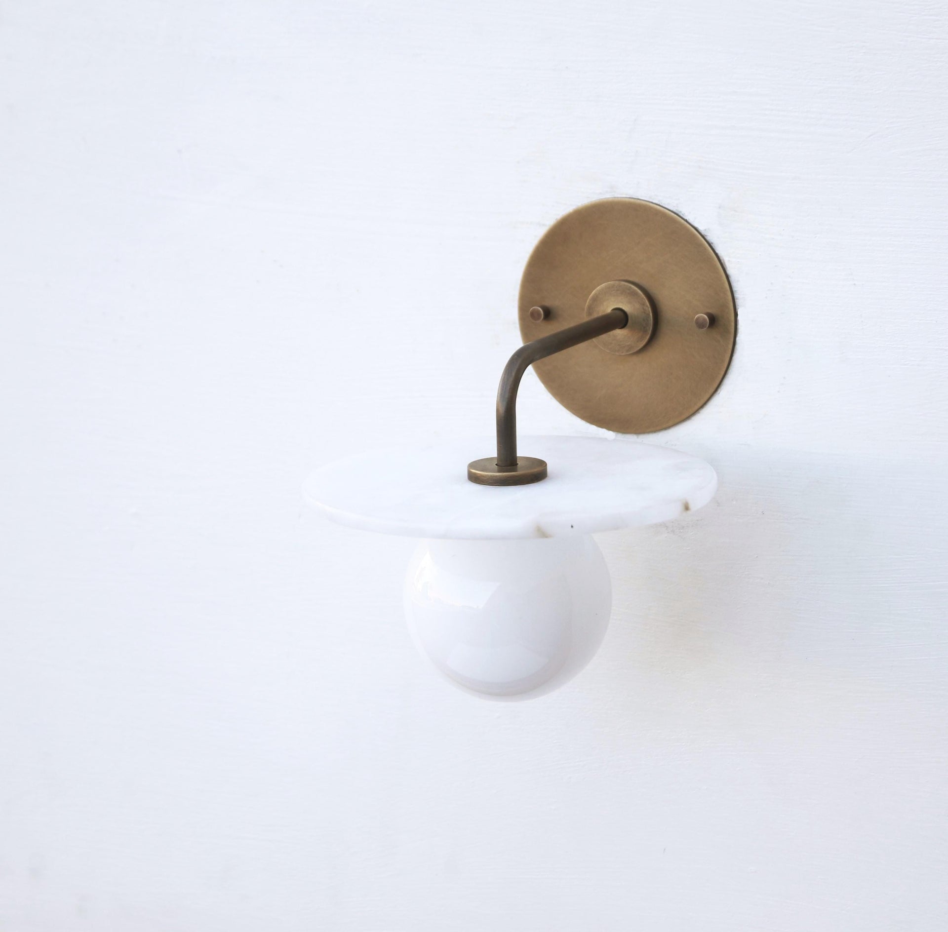 Wall Sconce Light, Wall Sconce with alabaster shade, Light with white glass mini- shade, UL Listed NO.0005