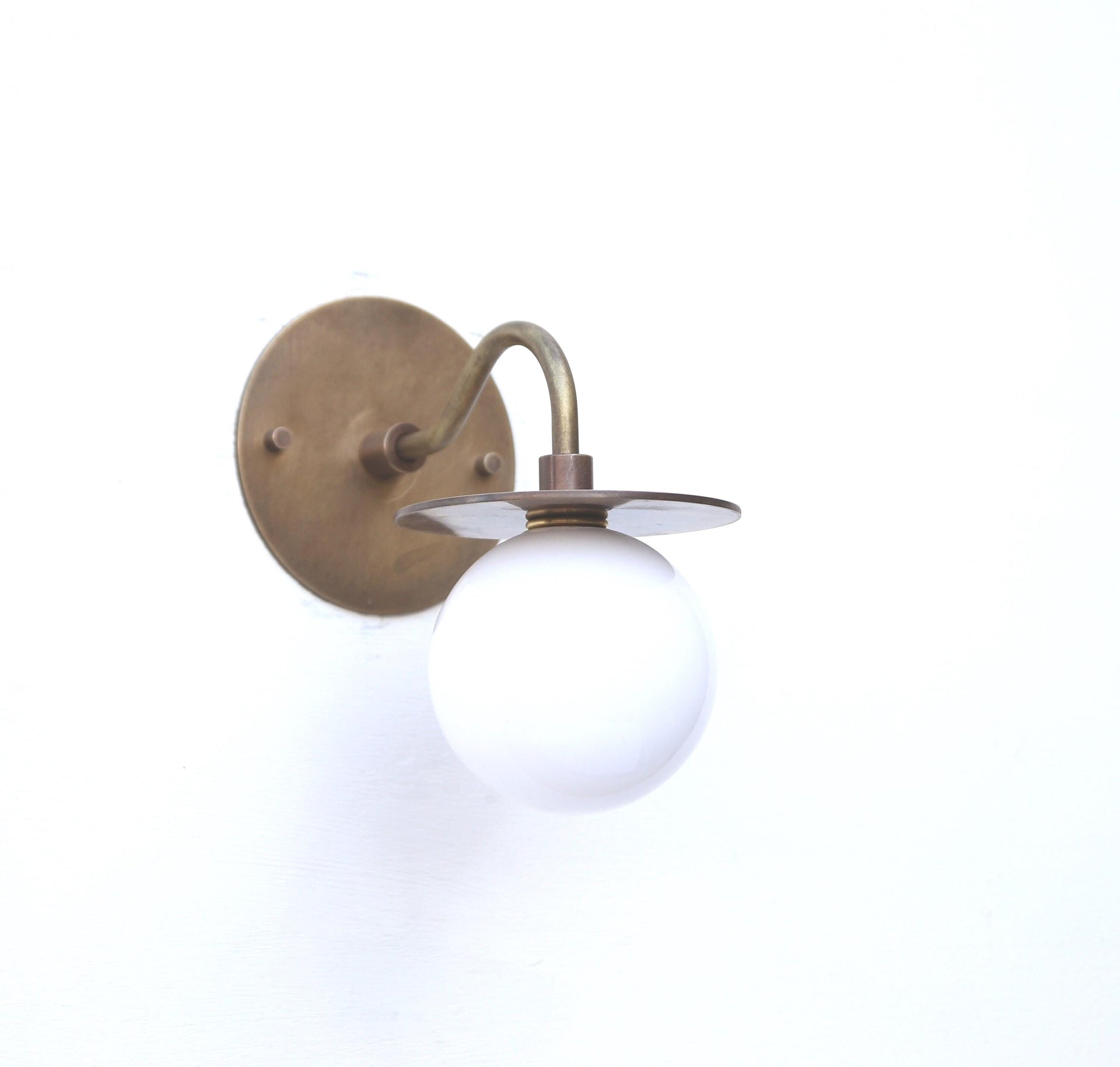 Wall Sconce Light, Mid Century Wall Sconce, Light with white glass mini - shade, UL Listed No.0365