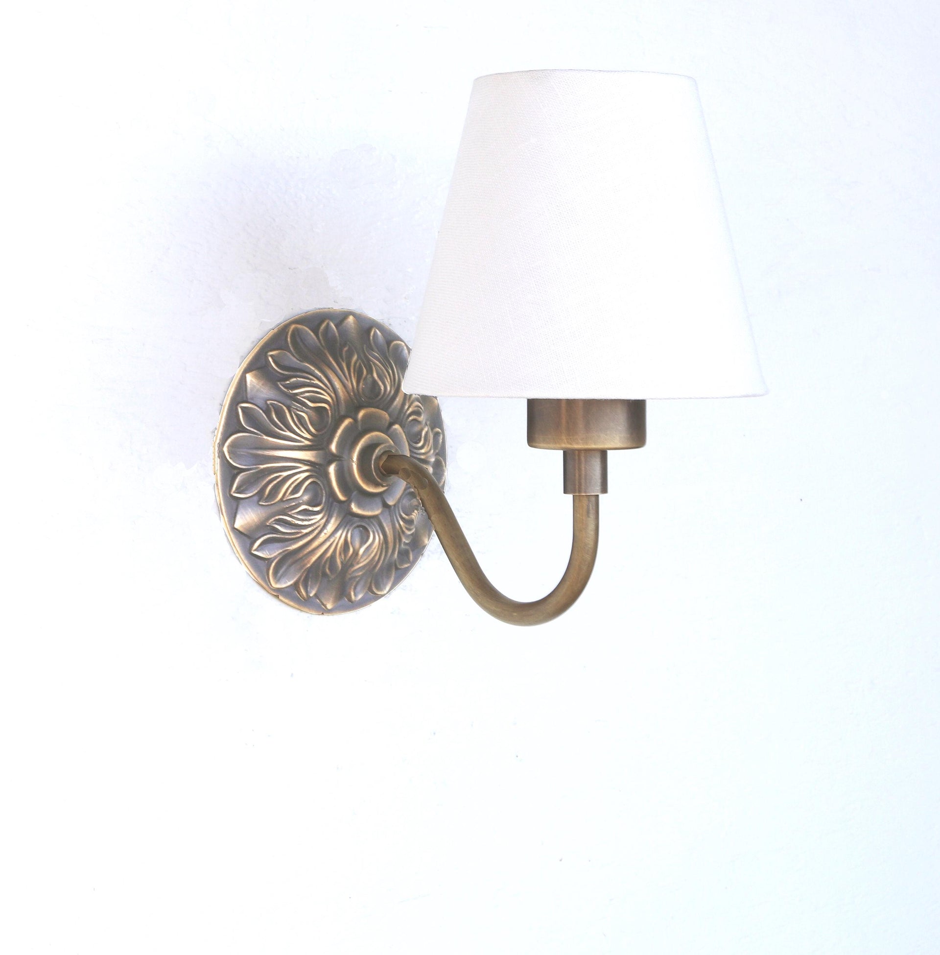 Brass Wall Sconce- Brass  light with Linen shade- Minimal Sconce Light, UL Listed, No.0170