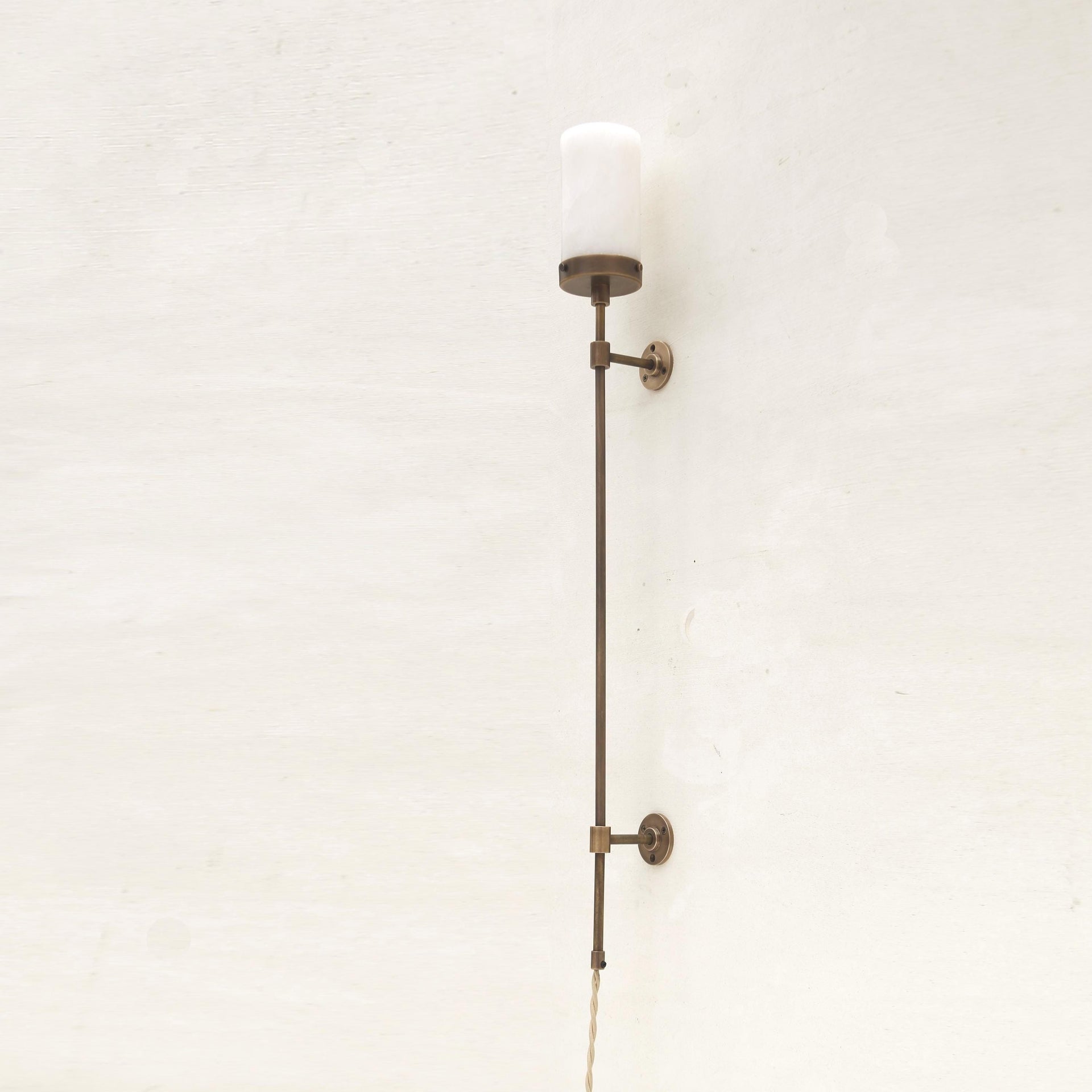 Plug-in Alabaster Wall Sconce, Brass Wall Sconce light, Brass Wall Sconce Light No.0161
