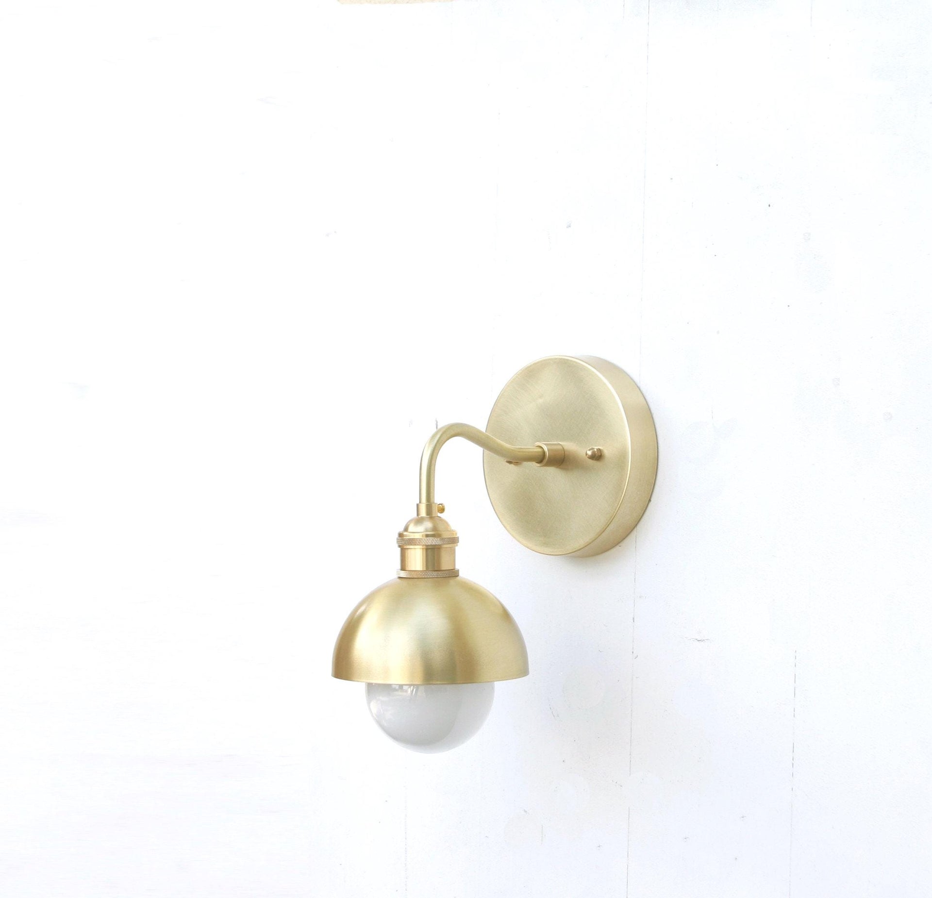 Solid Brass Wall Sconce light with solid round brass shade, Brass wall sconce light, Wall sconce light, UL Listed No.0164