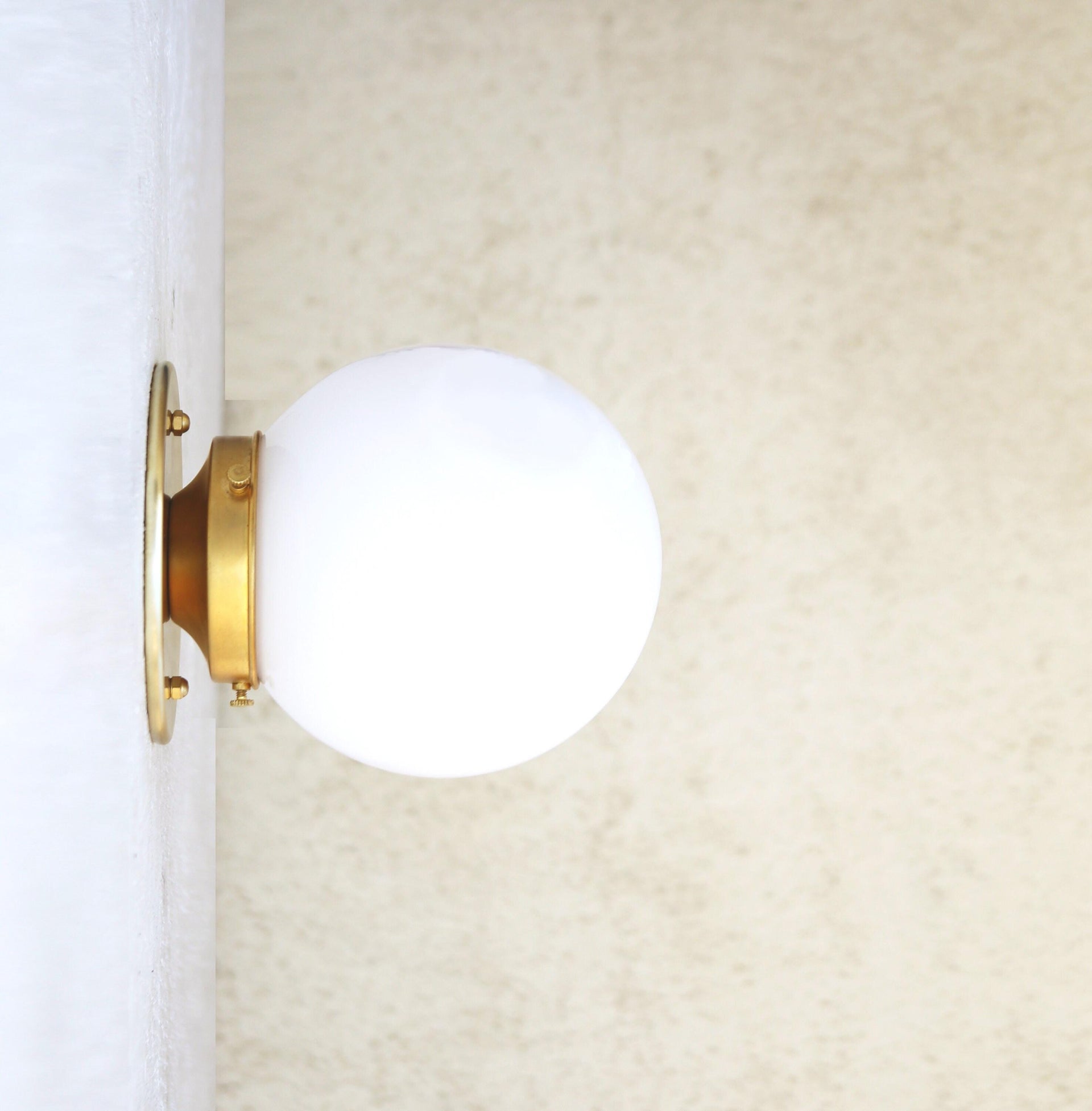 Wall Sconce Light, Flush mount Ceiling Light, Mid Century Wall Sconce Ceiling Light with white glass 6" shade, UL listed No.0191