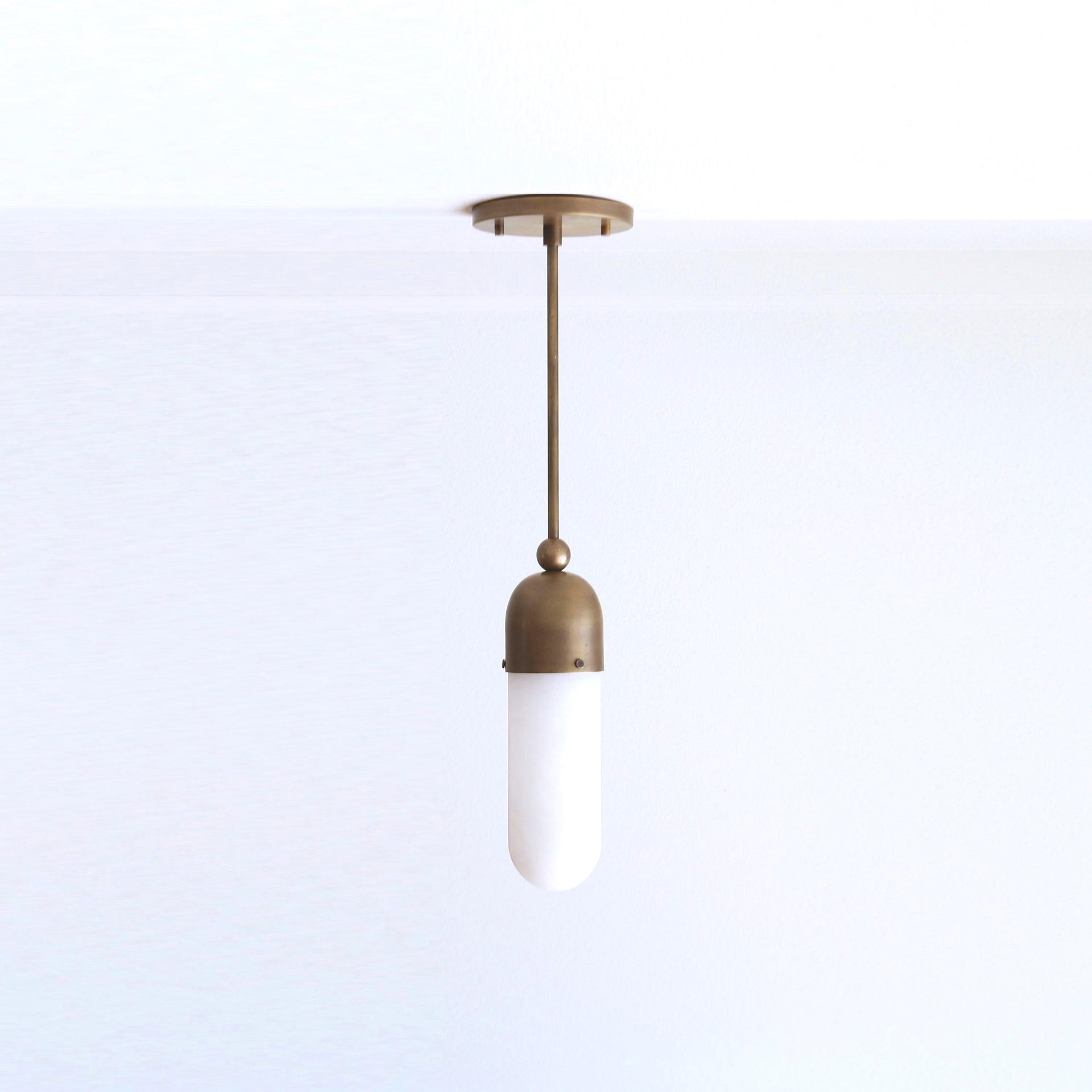 Brass pendant light with Alabaster Shade, Modern pendant light, UL Listed No.0270