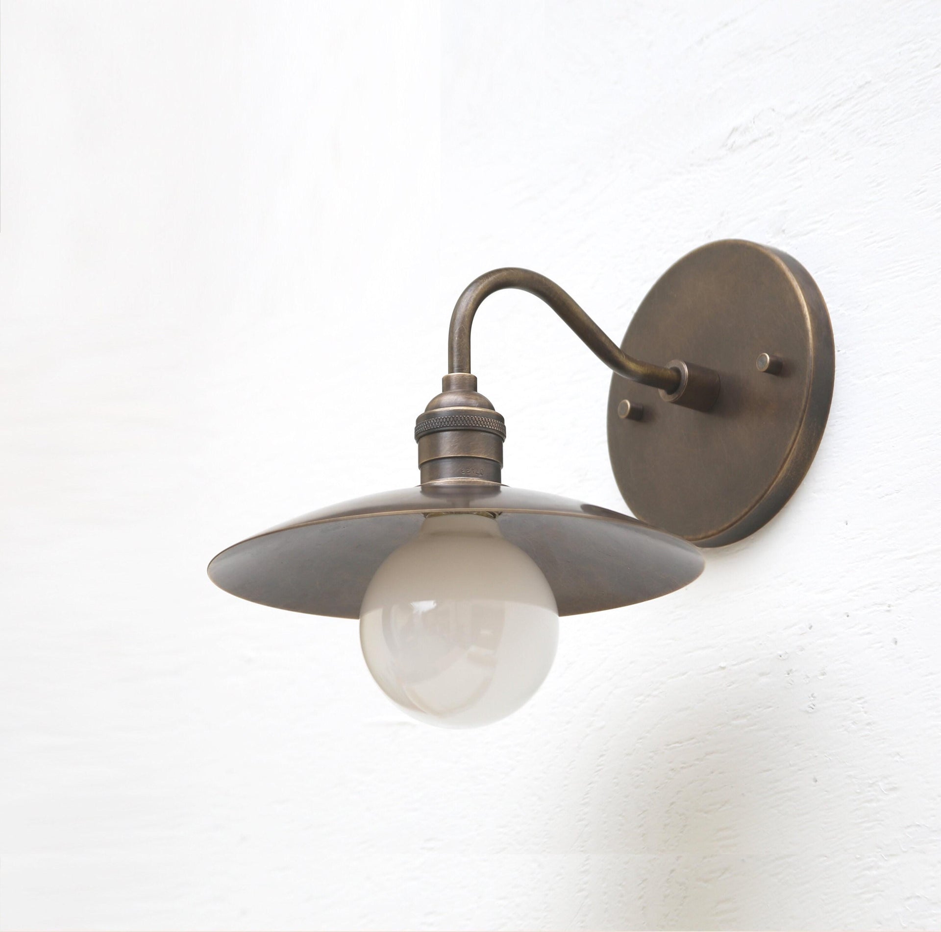 Solid Brass Wall Sconce light with brass shade - Minimal Sconce Light, UL Listed No.0376