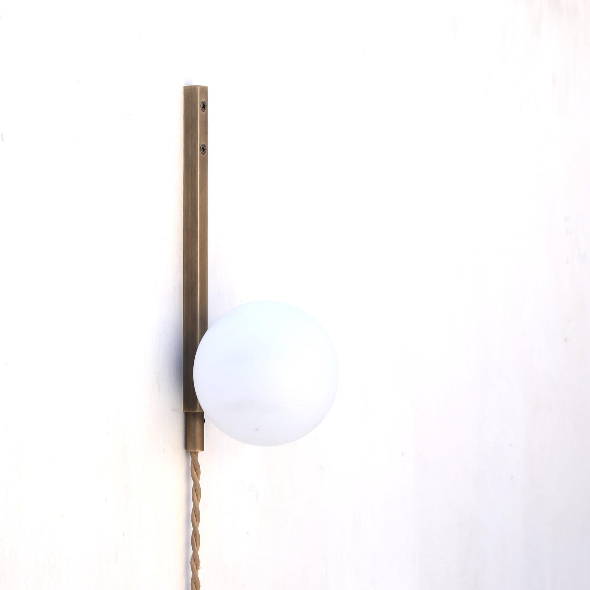 Plug-in wall sconce Light, Brass light with glass shade, Minimalist Wall Sconce Light PPQ6, No.0244