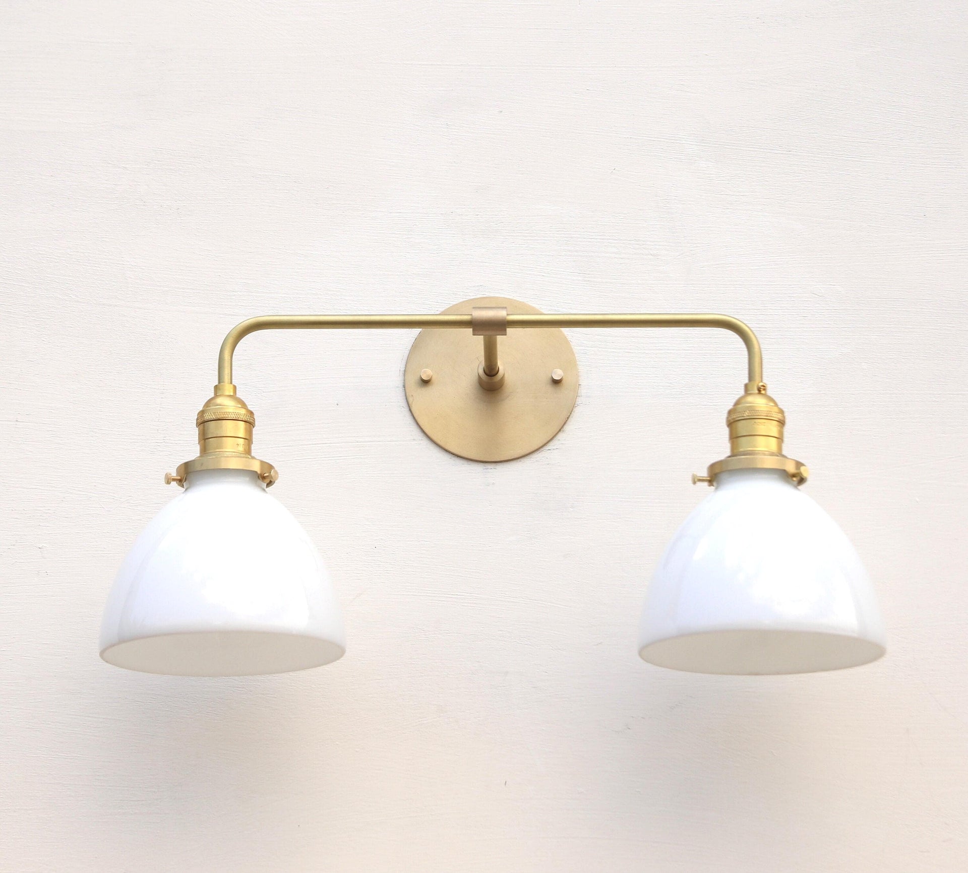 Vanity Light, Brass Wall Sconce light with Hand-blown glass shade, Double Shade Wall Sconce, UL Listed No.0264