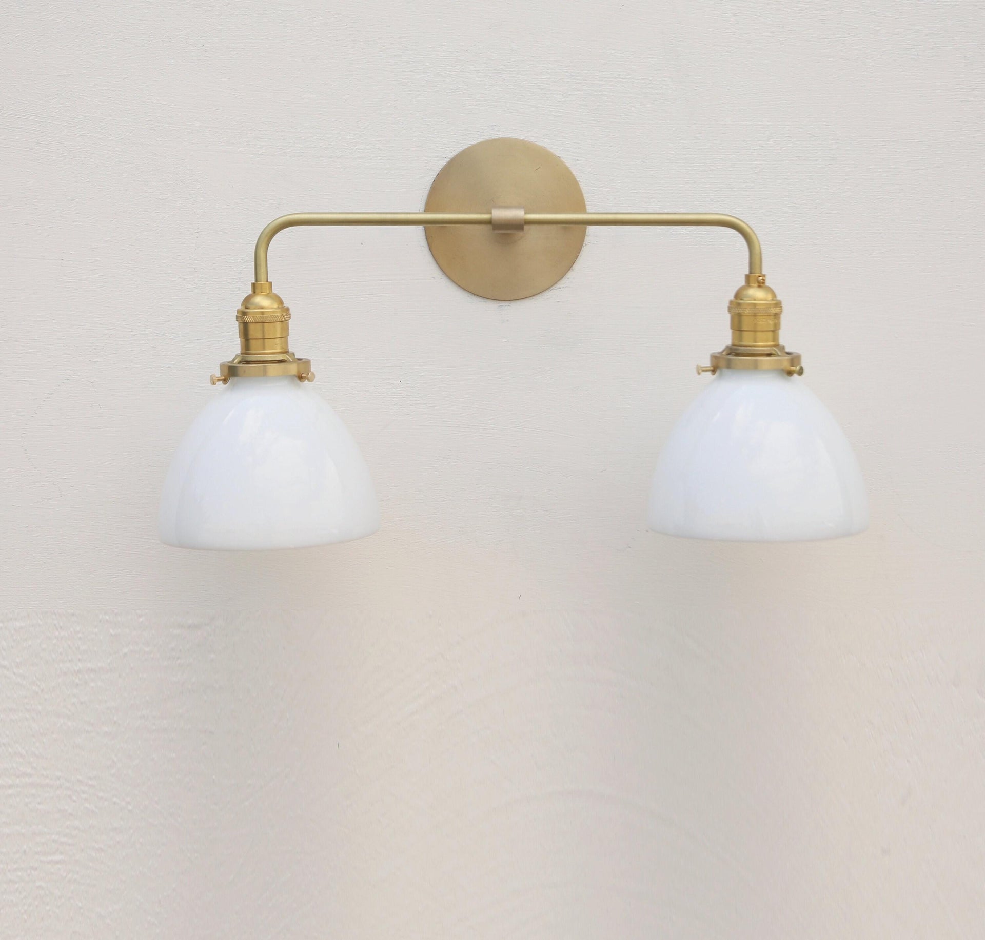 Vanity Light, Brass Wall Sconce light with Hand-blown glass shade, Double Shade Wall Sconce, UL Listed No.0264