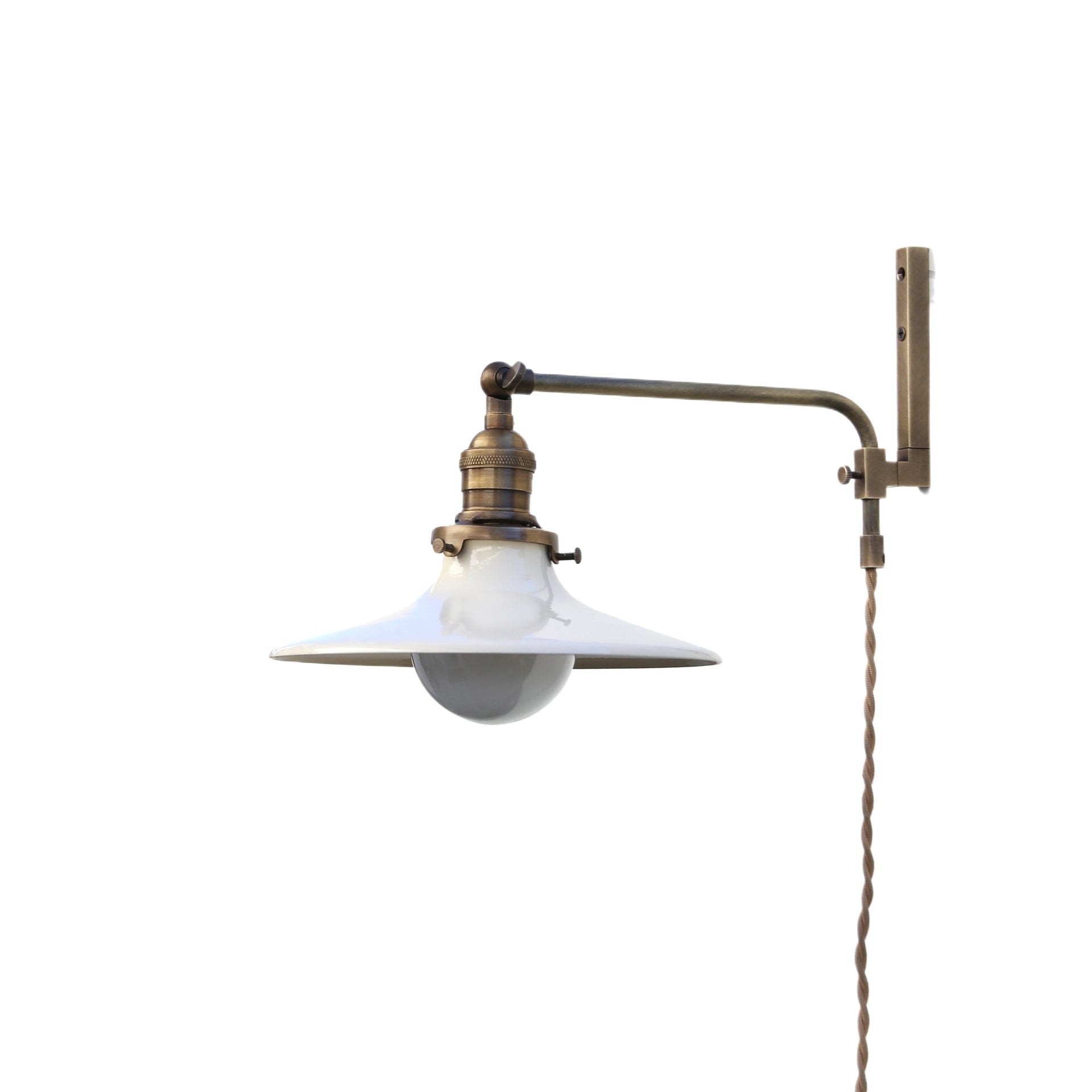 Plug-in Wall Sconce light, Modern brass light, Wall Sconce light with cream finish shade No.0256