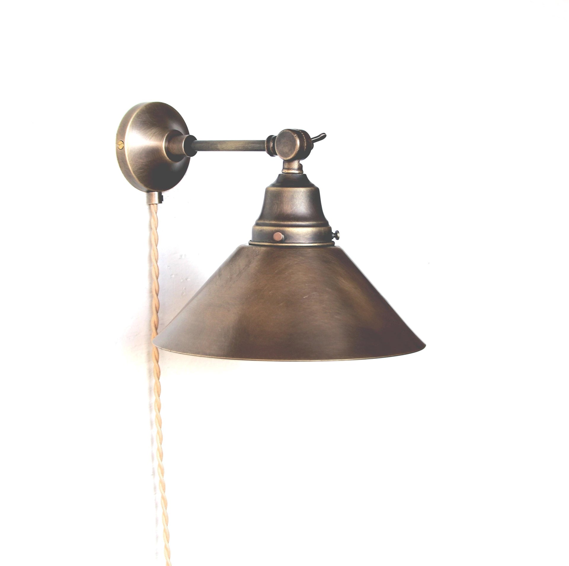 Pug-in Brass Wall Sconce  light, Modern brass light,  Aged  brass finish wall sconce light, Minimal Sconce Light No.0174