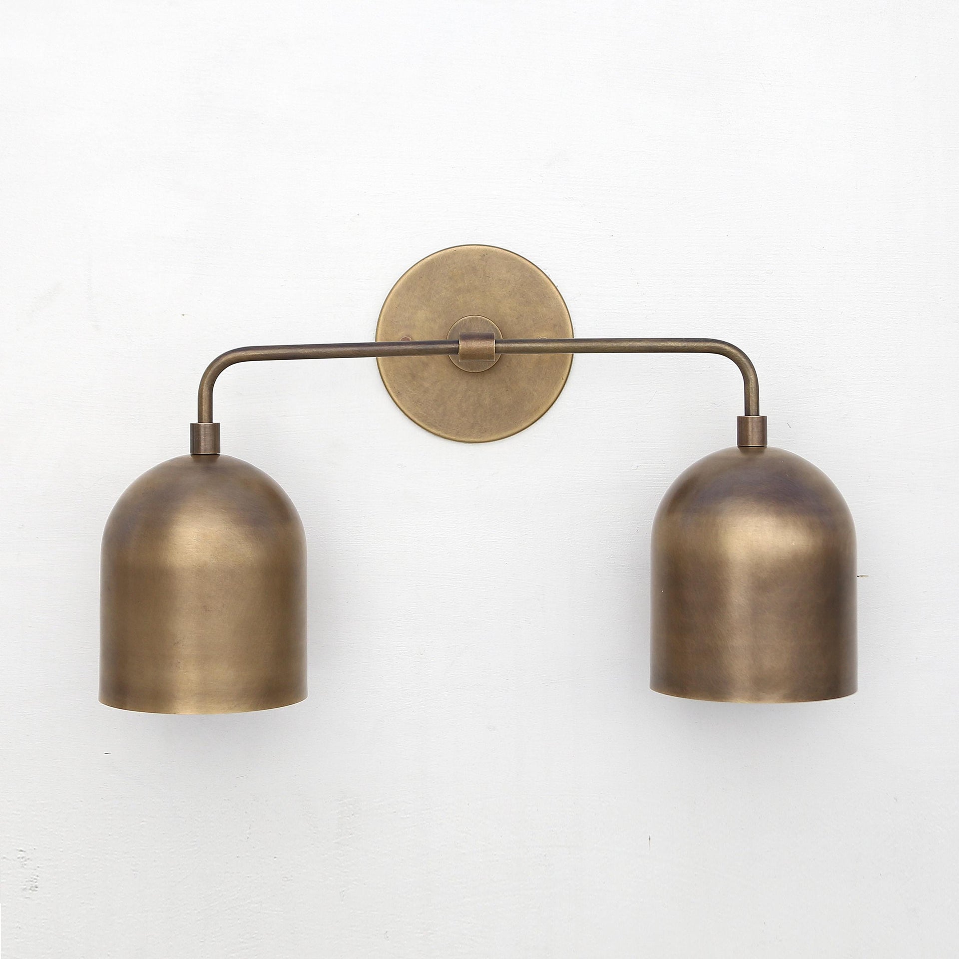 Modern Brass Double Shade Wall Sconce - Handmade USA - UL Listed, No.0277