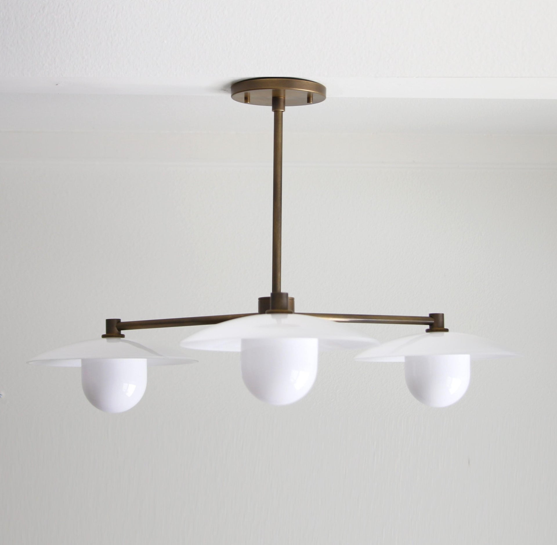 Chandelier, Brass Chandelier, Modern Brass Chandelier with 10" Glass Shade, NO.3-ball-CH, UL Listed No.0281