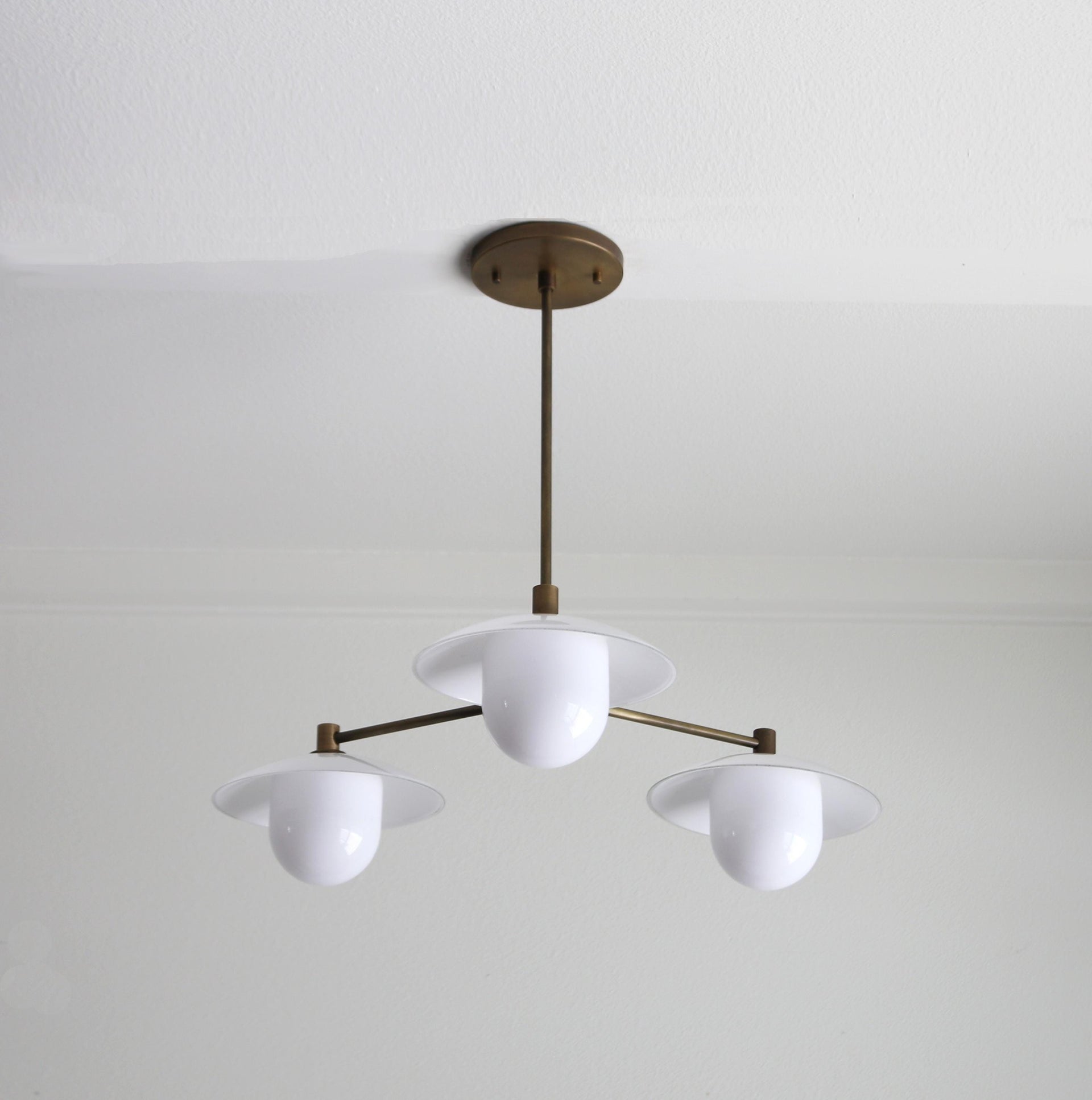Chandelier,  Brass Chandelier, Modern Brass Chandelier with 8"  Glass Shade. UL Listed NO. 3-ball-CH, No.0285