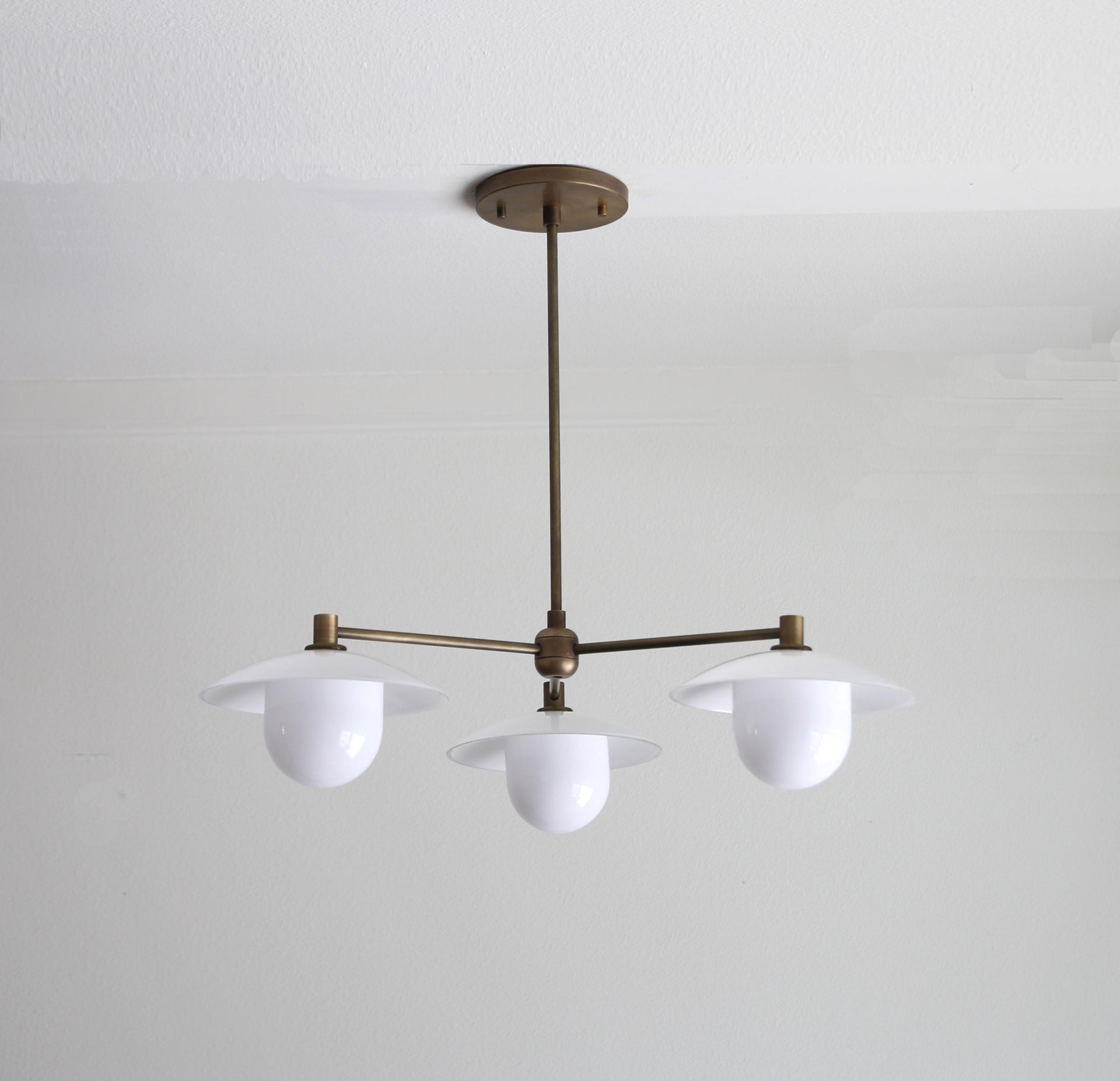 Chandelier,  Brass Chandelier, Modern Brass Chandelier with 8"  Glass Shade. UL Listed NO. 3-ball-CH, No.0285