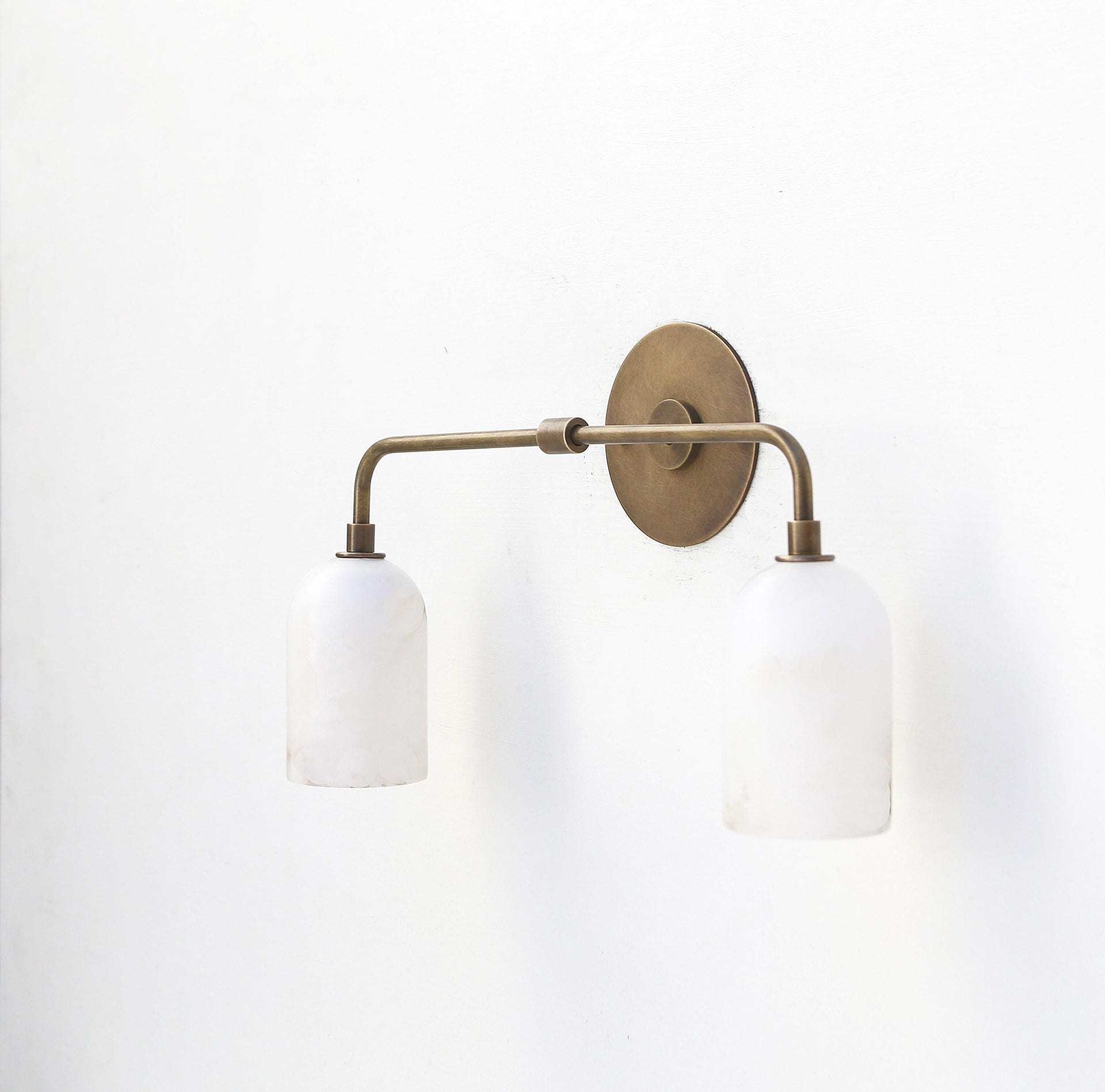 Brass Wall Sconce light - Bathroom Vanity Light - Brass Wall Sconce with Alabaster Shade-UL Listed No.0136