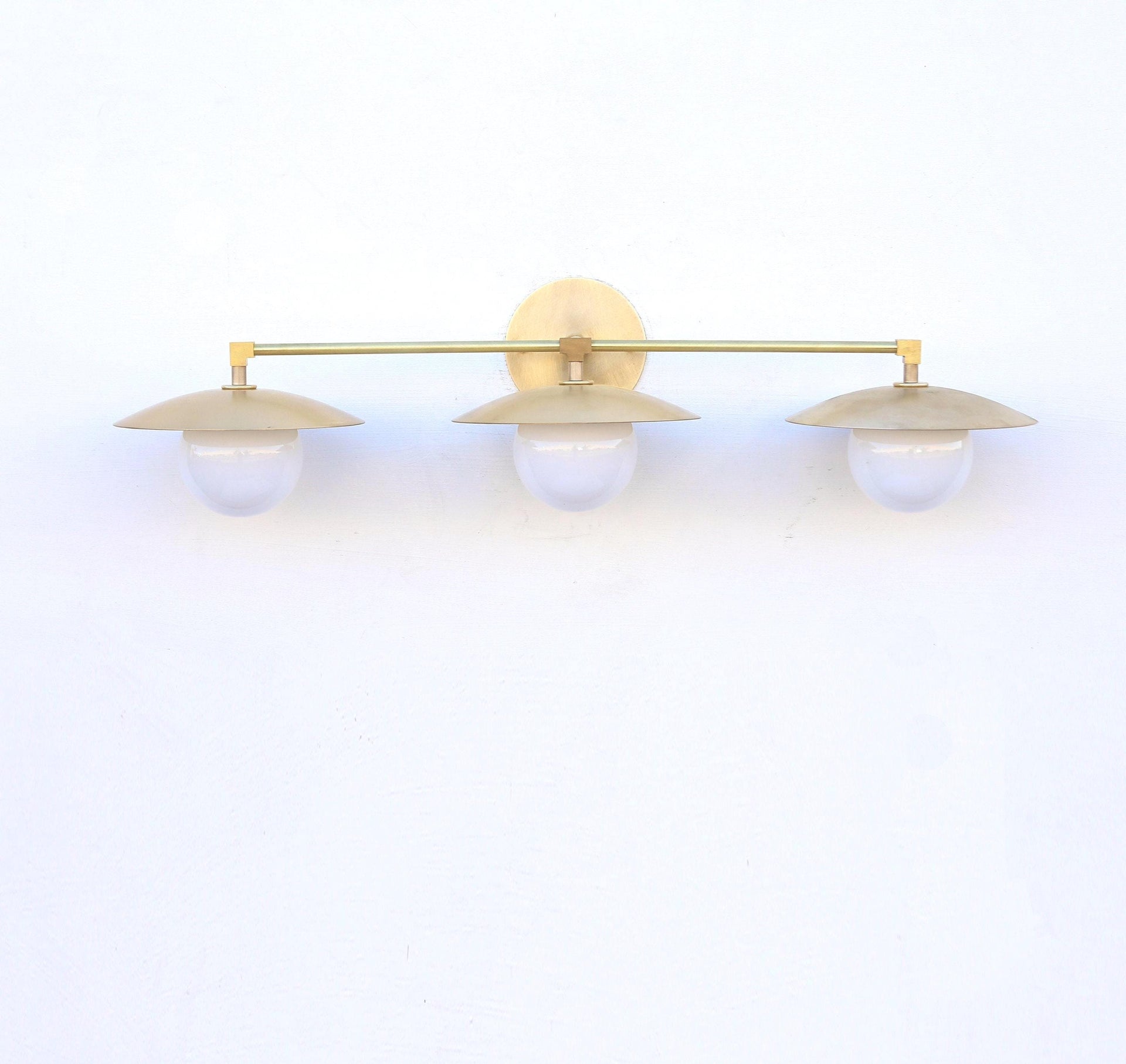 Solid Brass Wall Sconce light with brass shade-Minimal Sconce Light- Triple -Shade Wall Sconce light, UL Listed PPQ4, No.0397