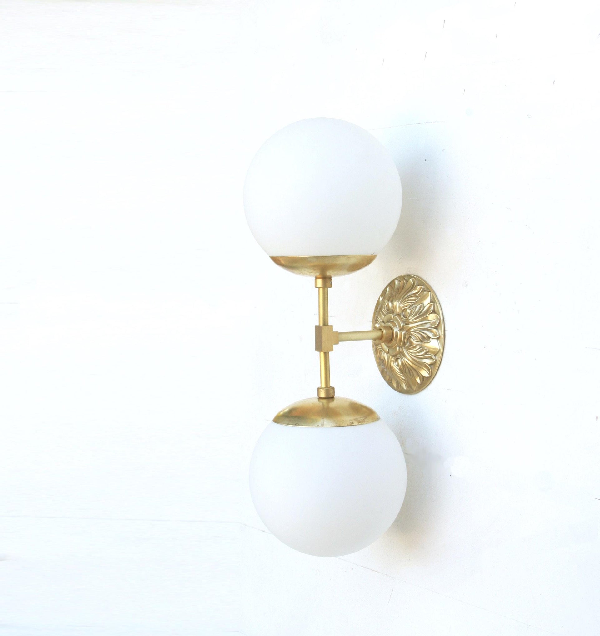 Bathroom Vanity, Vanity Fixture, Mid Century Brass Wall Sconce  light, UL Listed. No.0497